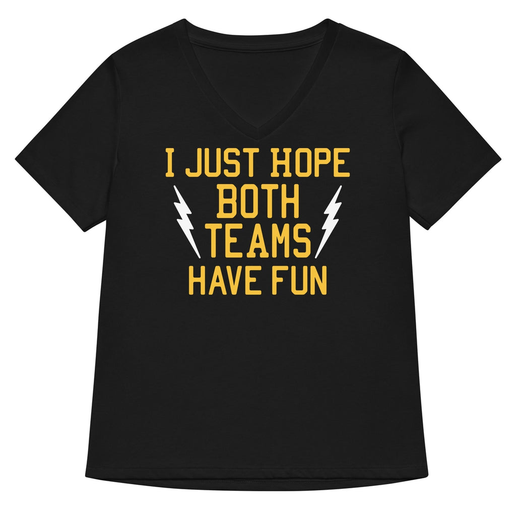 I Just Hope Both Teams Have Fun Women's V-Neck Tee Hoodie, Sweatshirt | CoreVibeTees.com (Image 1)
