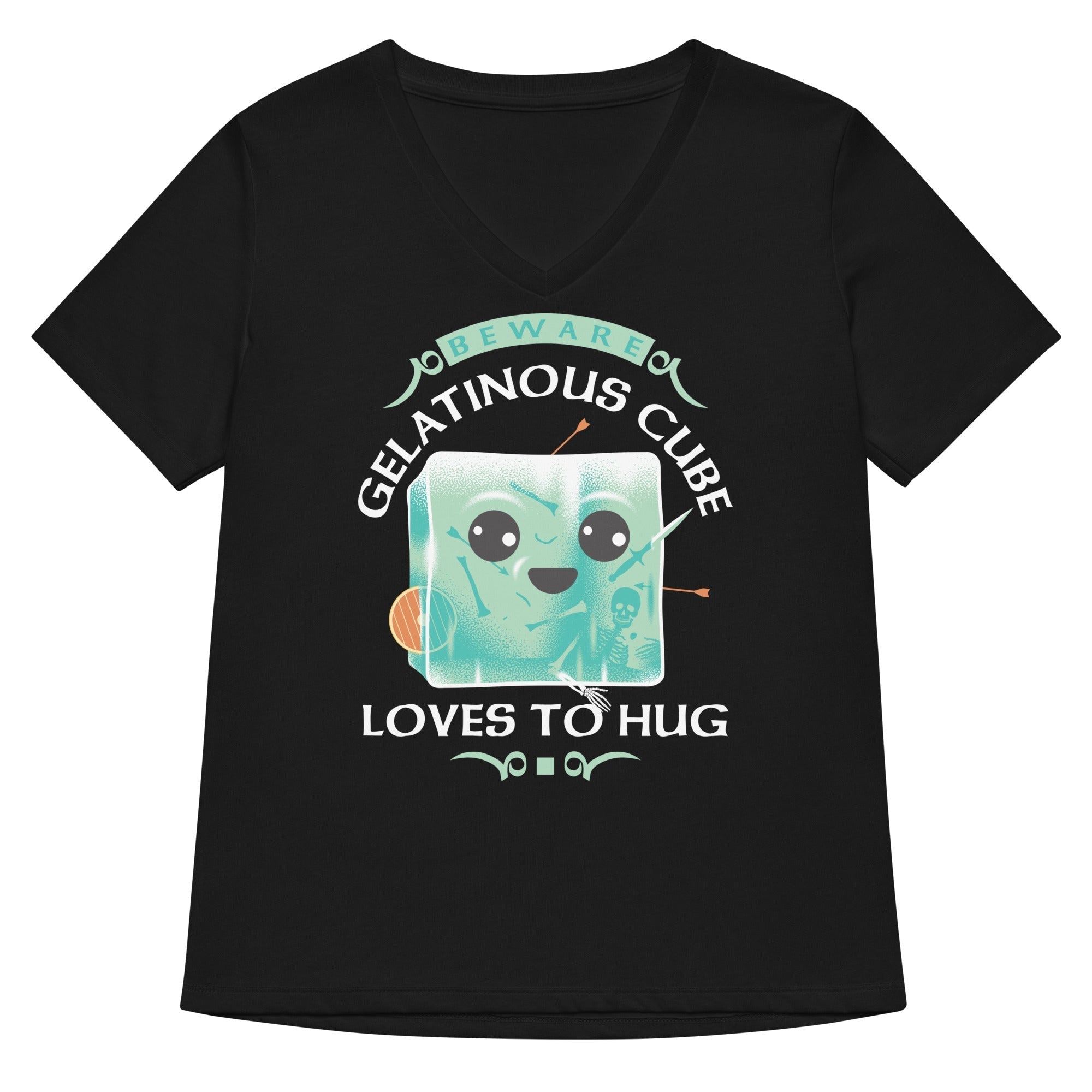 Gelatinous Cube Loves To Hug Women's V-Neck Tee Hoodie, Sweatshirt | CoreVibeTees.com (Image 1)