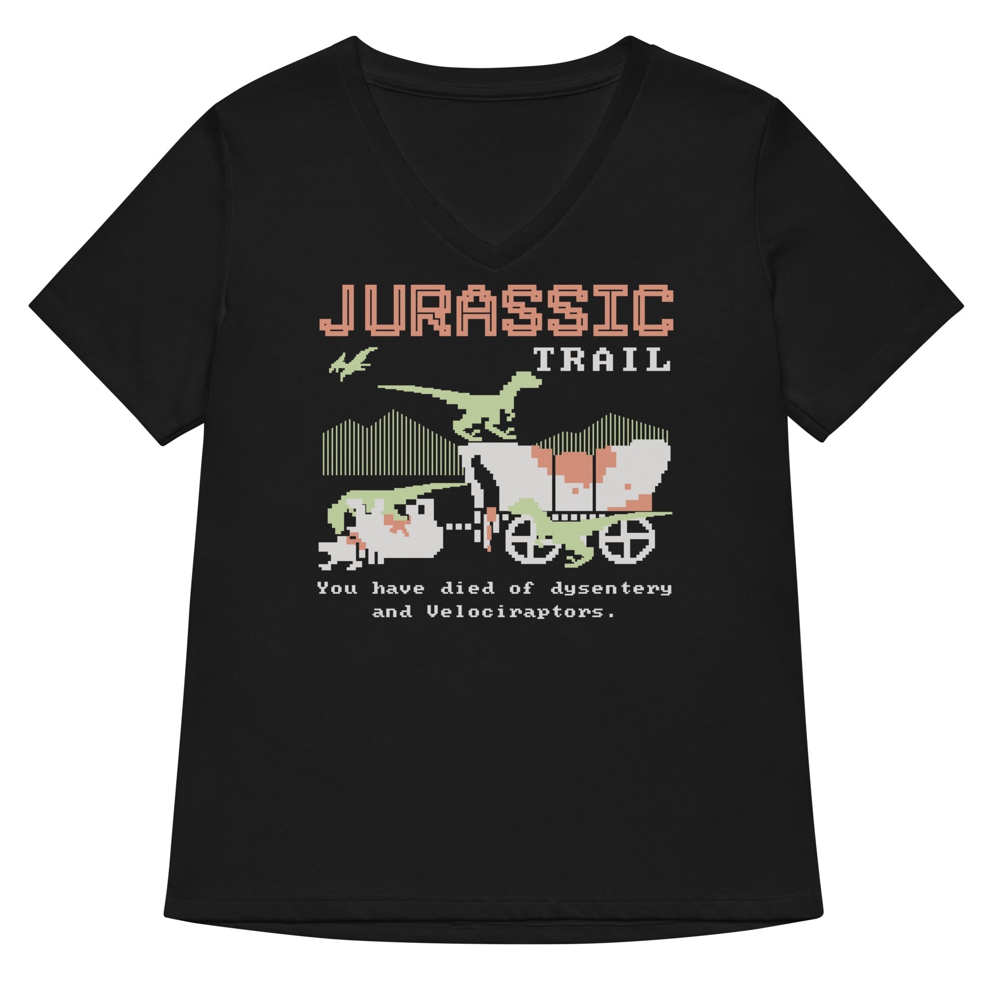 Jurassic Trail Women's V-Neck Tee Hoodie, Sweatshirt | CoreVibeTees.com (Image 1)