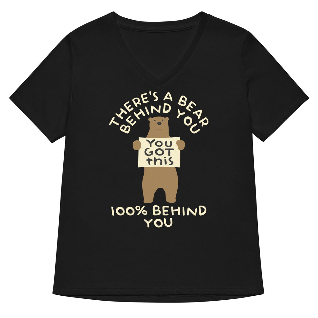 There's A Bear Behind You, 100% Behind You Women's V-Neck Tee Hoodie, Sweatshirt | CoreVibeTees.com (Image 2)