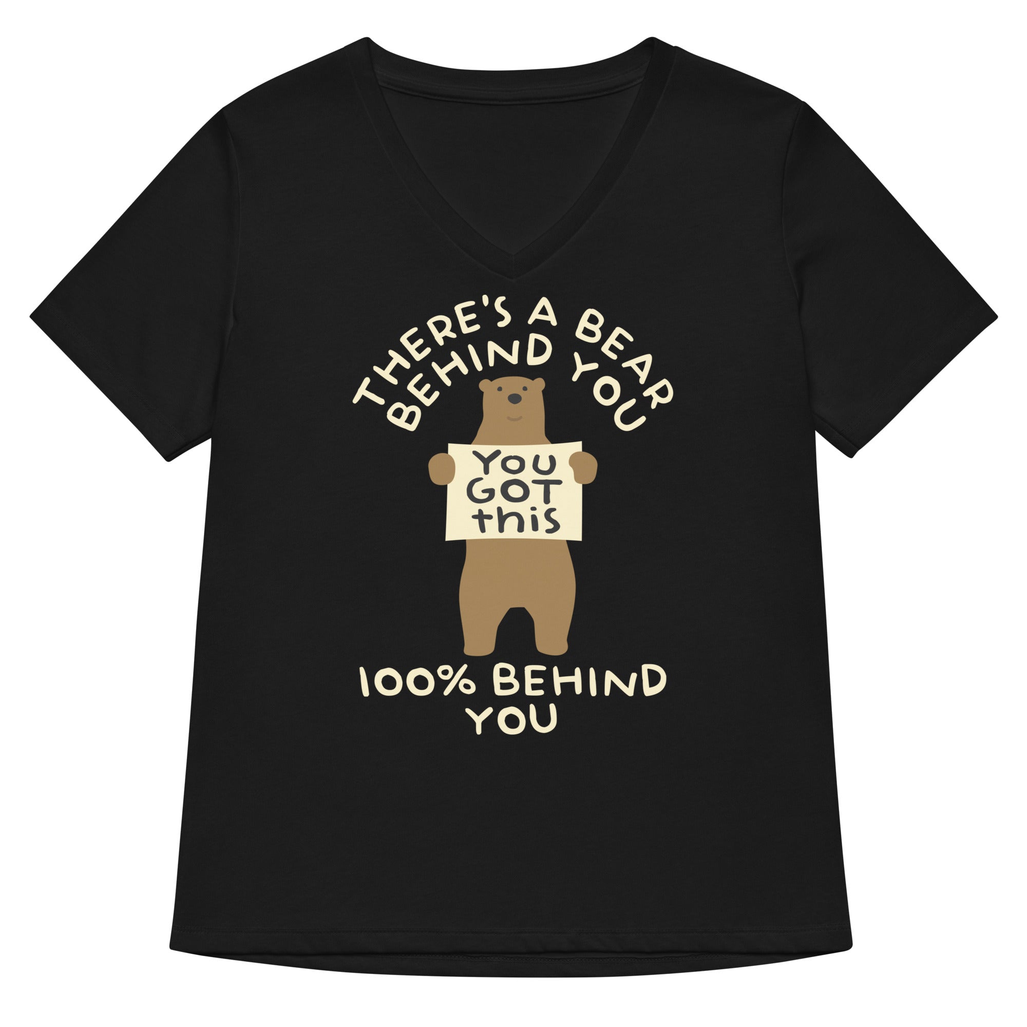 There's A Bear Behind You, 100% Behind You Women's V-Neck Tee Hoodie, Sweatshirt | CoreVibeTees.com (Image 2)