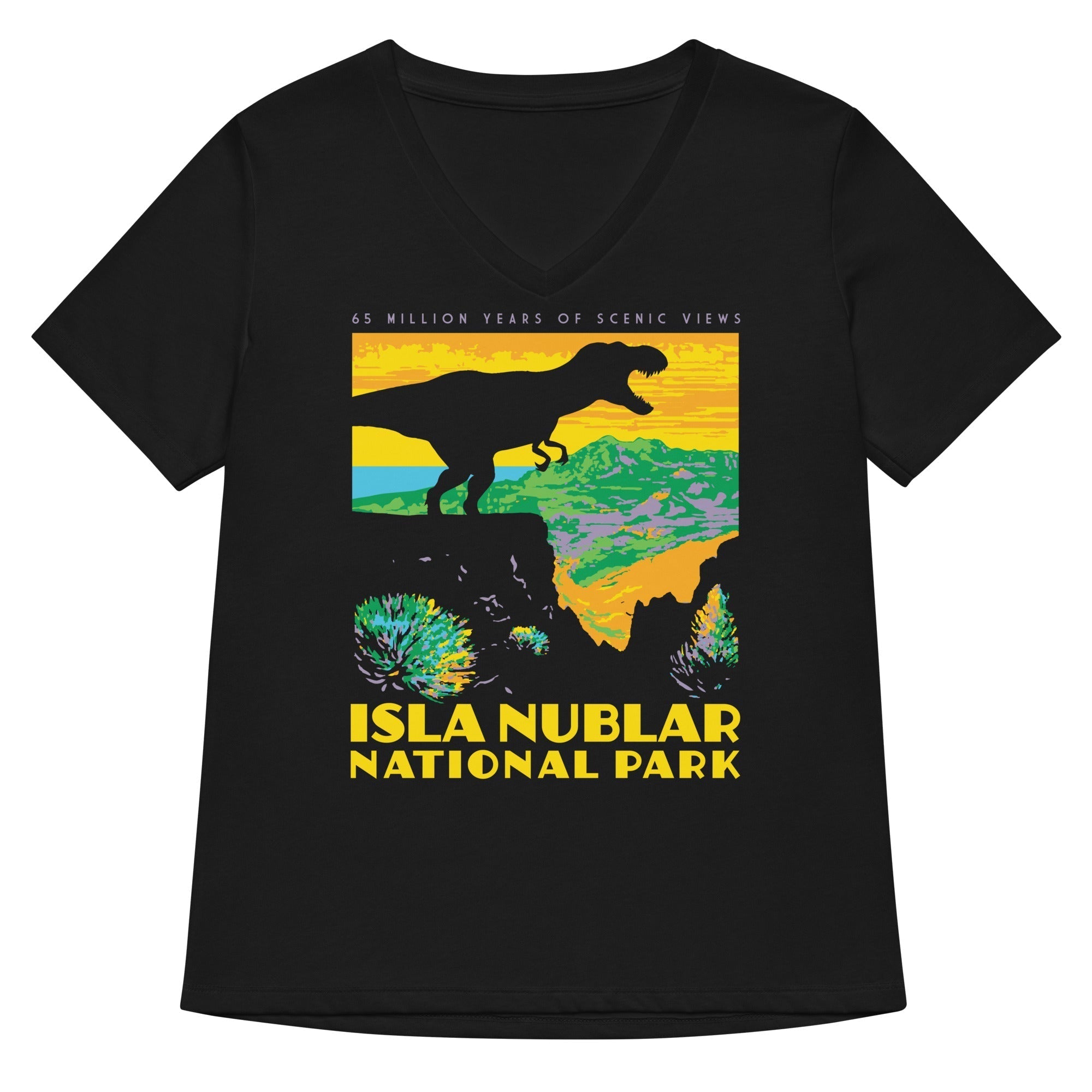 Isla Nublar National Park Women's V-Neck Tee Hoodie, Sweatshirt | CoreVibeTees.com (Image 1)