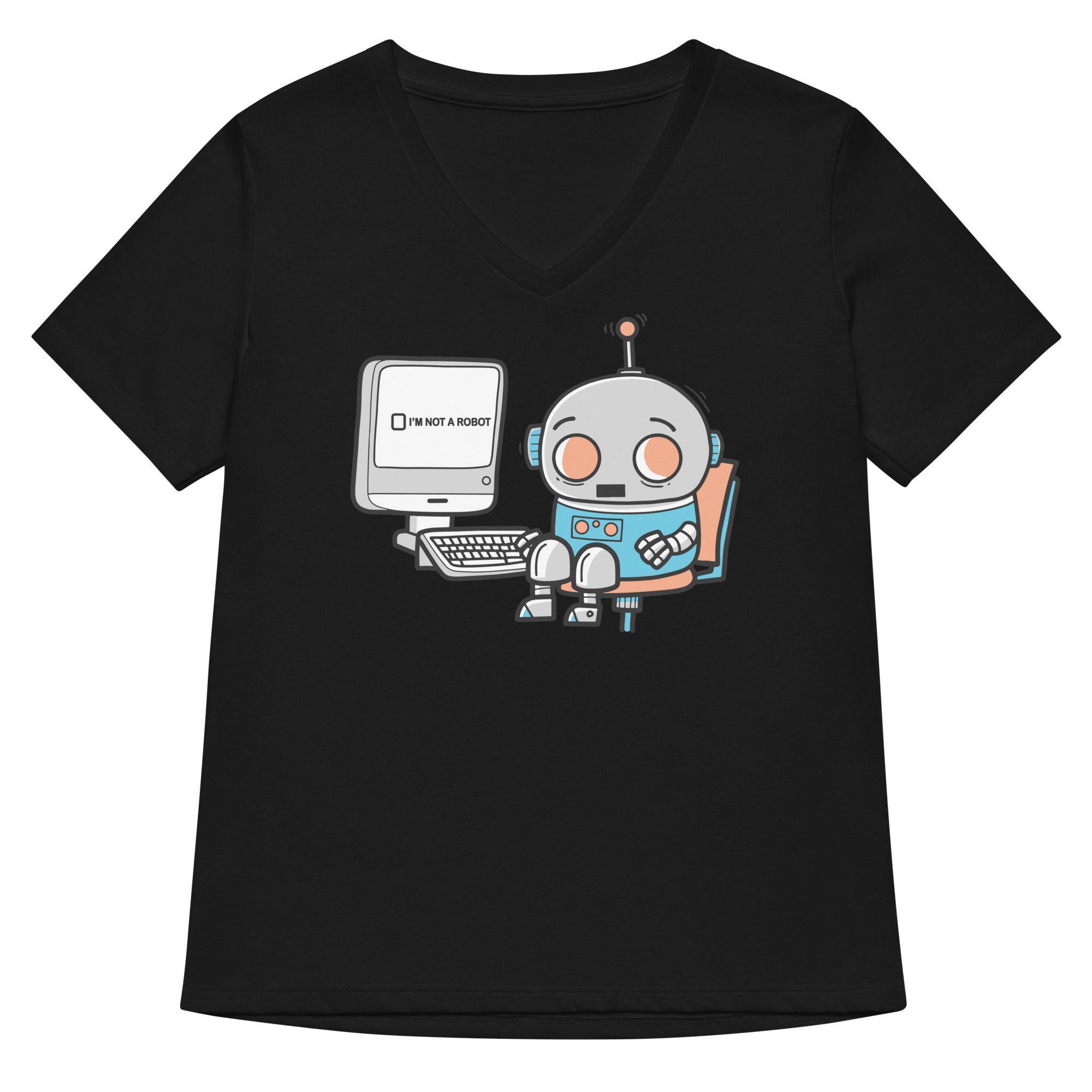 Robot Captcha Women's V-Neck Tee Hoodie, Sweatshirt | CoreVibeTees.com (Image 1)