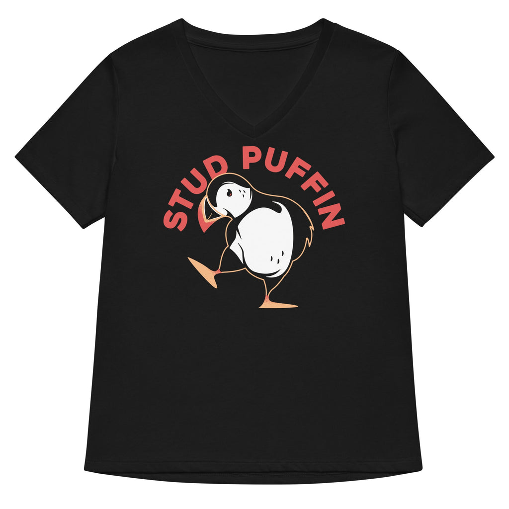 Stud Puffin Women's V-Neck Tee Hoodie, Sweatshirt | CoreVibeTees.com (Image 1)