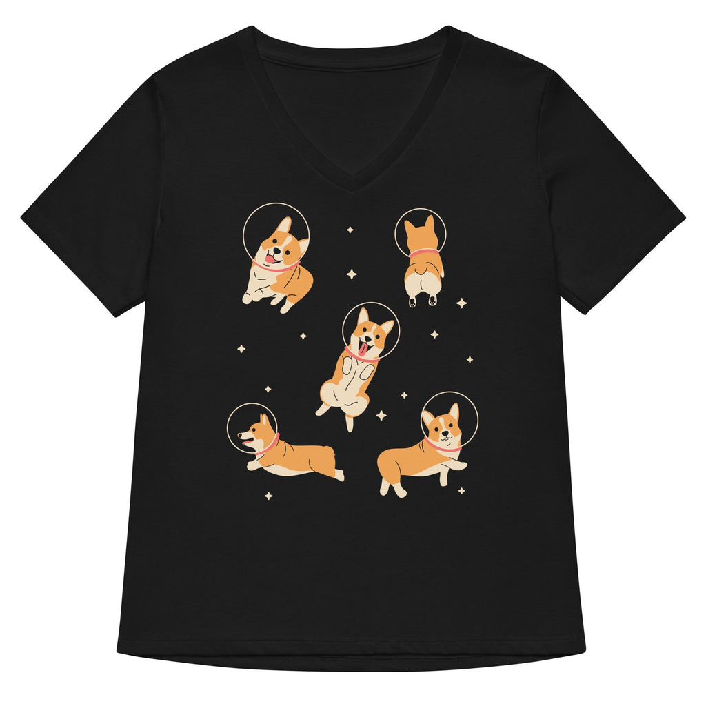 Corgis In Space Women's V-Neck Tee Hoodie, Sweatshirt | CoreVibeTees.com (Image 1)