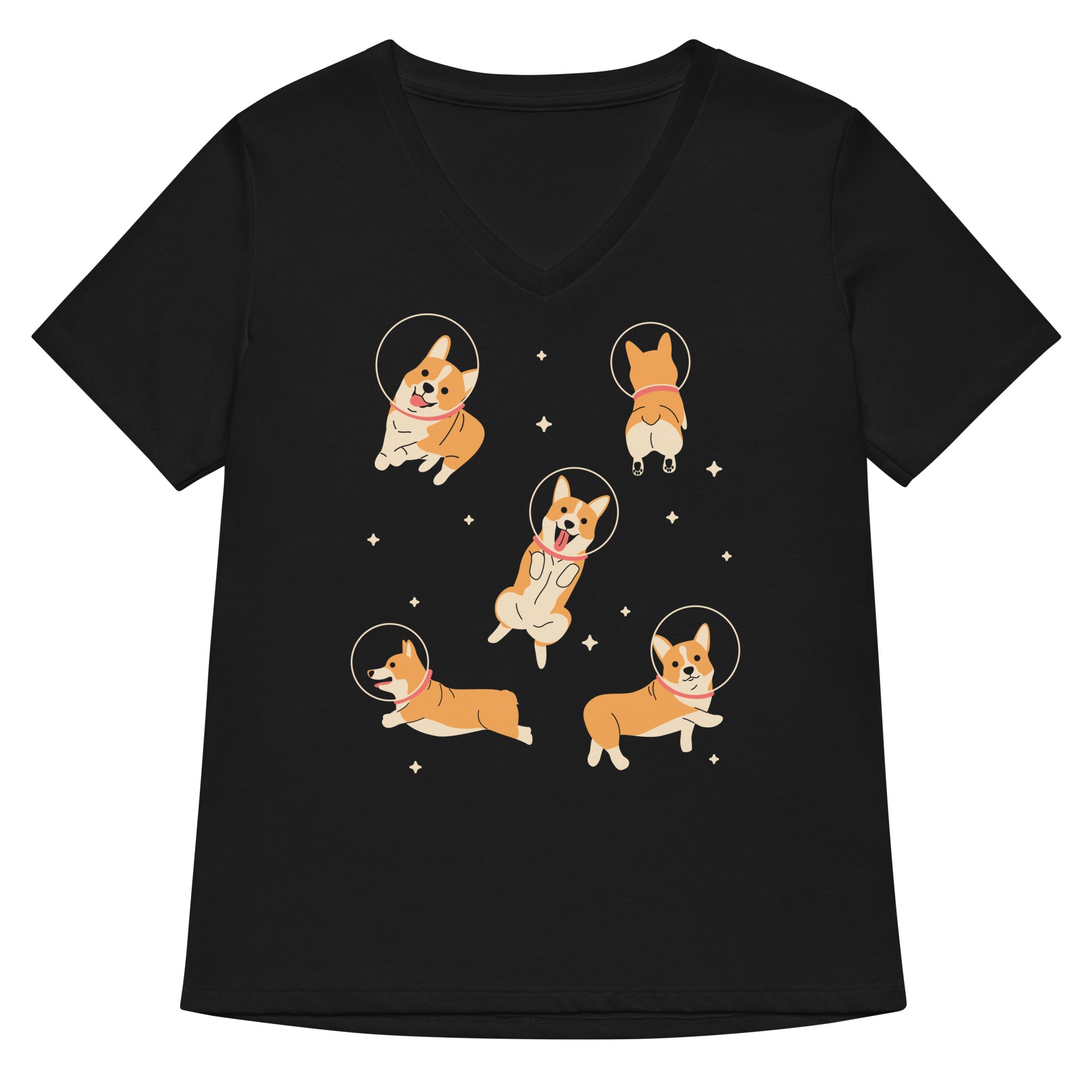 Corgis In Space Women's V-Neck Tee Hoodie, Sweatshirt | CoreVibeTees.com (Image 1)