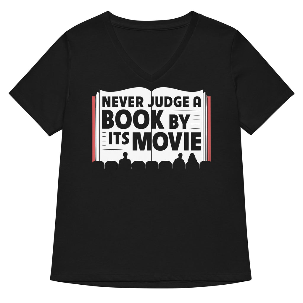 Never Judge A Book By Its Movie Women's V-Neck Tee Hoodie, Sweatshirt | CoreVibeTees.com (Image 1)