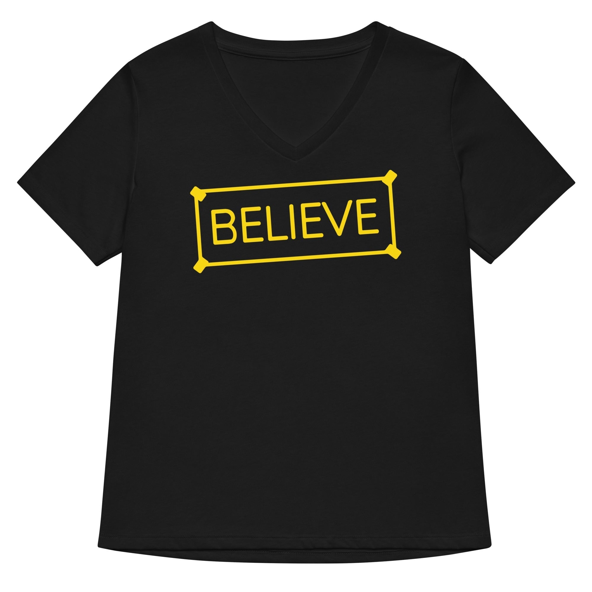 Believe Sign Women's V-Neck Tee Hoodie, Sweatshirt | CoreVibeTees.com (Image 1)