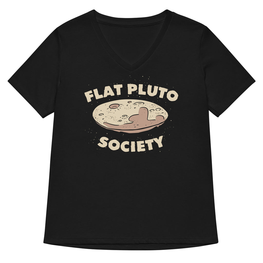 Flat Pluto Society Women's V-Neck Tee Hoodie, Sweatshirt | CoreVibeTees.com (Image 1)