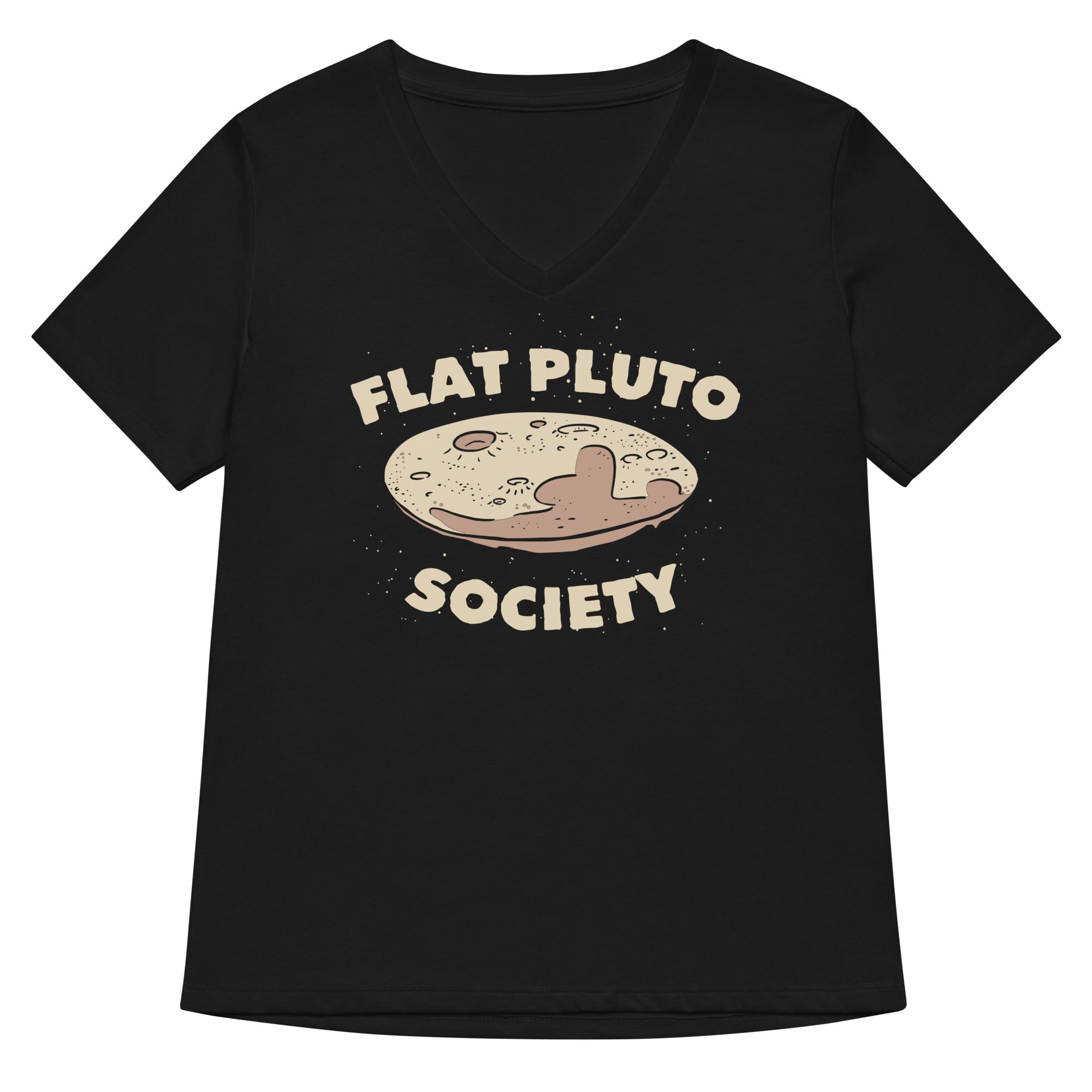 Flat Pluto Society Women's V-Neck Tee Hoodie, Sweatshirt | CoreVibeTees.com (Image 1)