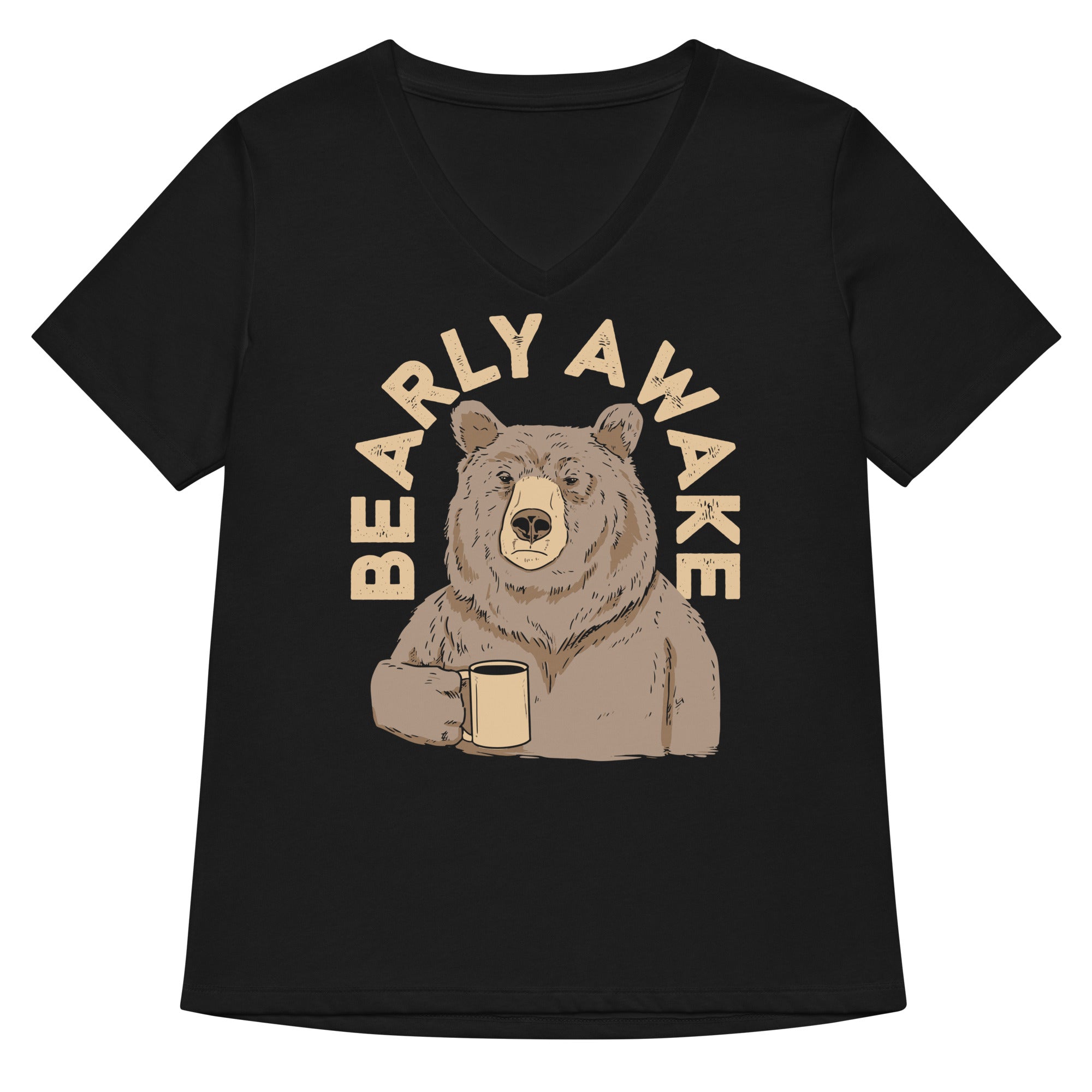 Bearly Awake Women's V-Neck Tee Hoodie, Sweatshirt | CoreVibeTees.com (Image 1)