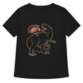 Turkey Riding T-Rex Women's V-Neck Tee Hoodie, Sweatshirt | CoreVibeTees.com (Image 1)