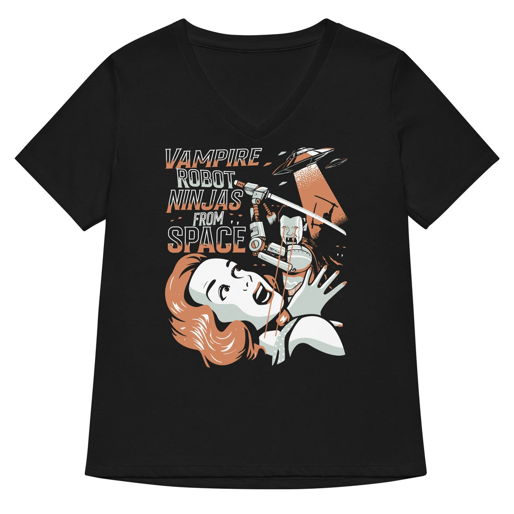 Vampire Robot Ninja From Space Women's V-Neck Tee Hoodie, Sweatshirt | CoreVibeTees.com (Image 1)