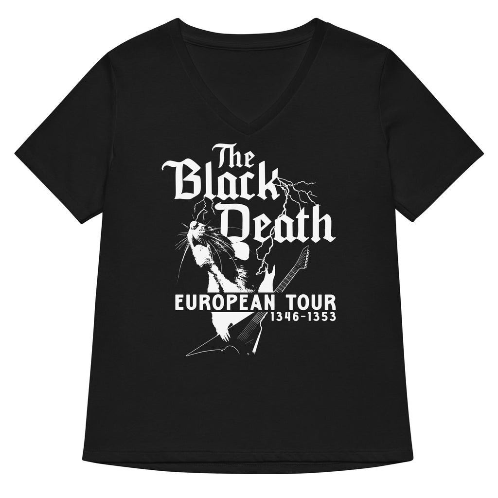 The Black Death European Tour Women's V-Neck Tee Hoodie, Sweatshirt | CoreVibeTees.com (Image 2)