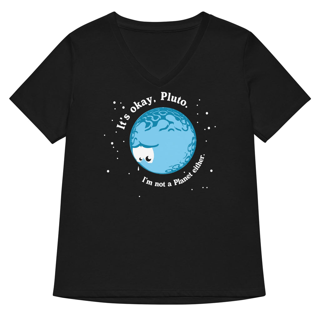 It's Okay Pluto Women's V-Neck Tee Hoodie, Sweatshirt | CoreVibeTees.com (Image 4)