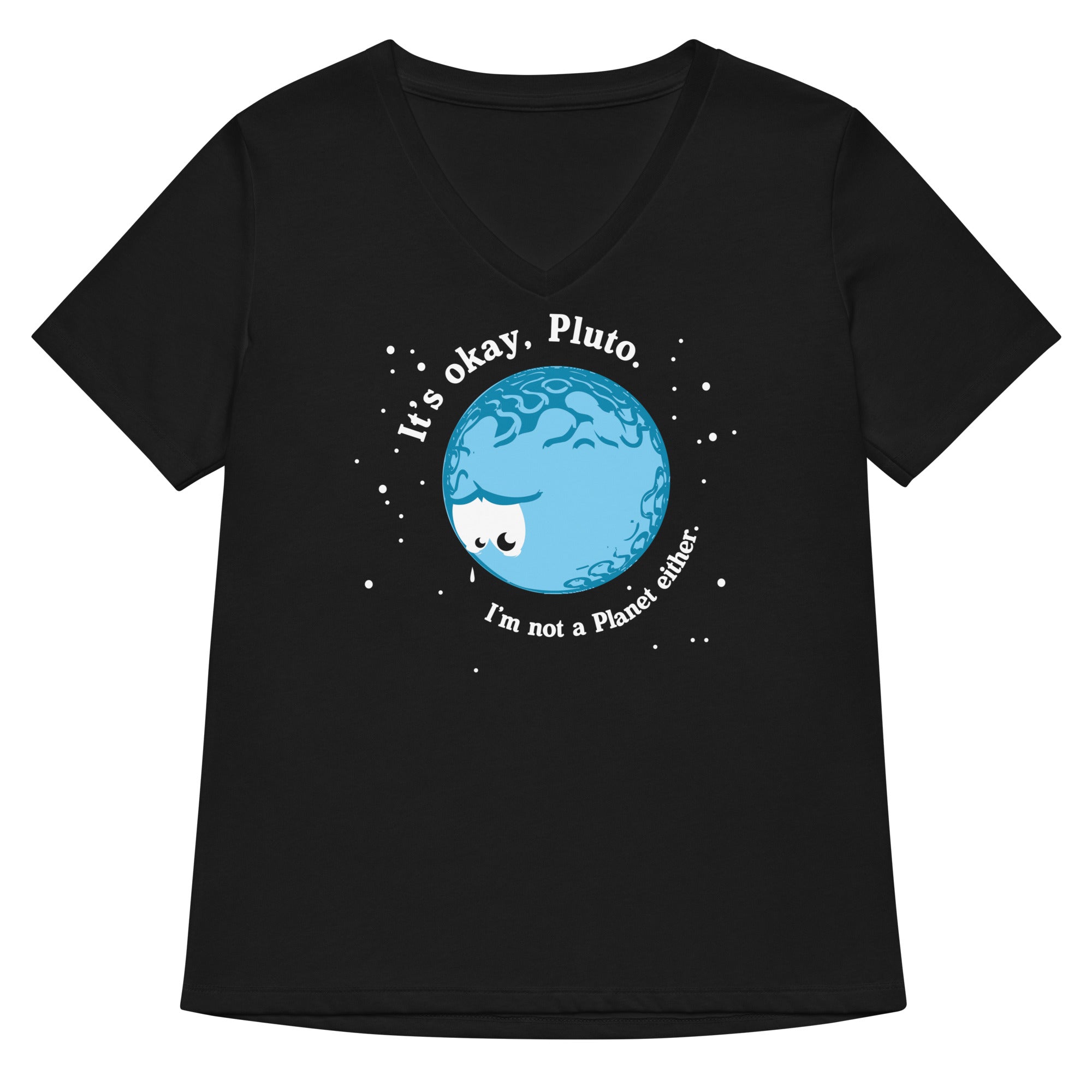 It's Okay Pluto Women's V-Neck Tee Hoodie, Sweatshirt | CoreVibeTees.com (Image 4)