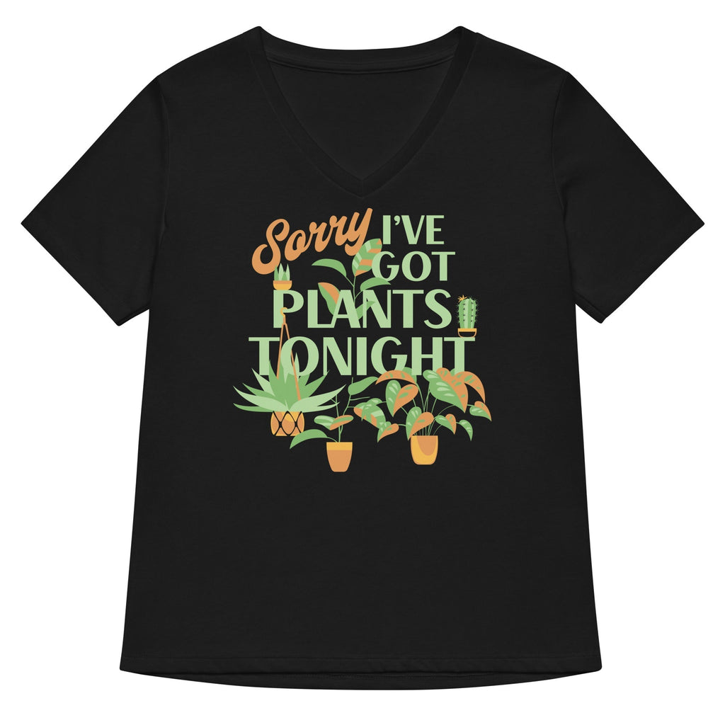 Sorry I've Got Plants Tonight Women's V-Neck Tee Hoodie, Sweatshirt | CoreVibeTees.com (Image 3)