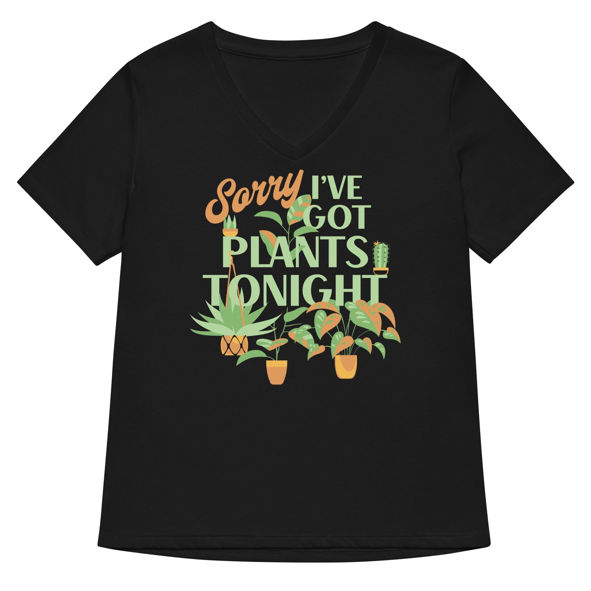 Sorry I've Got Plants Tonight Women's V-Neck Tee Hoodie, Sweatshirt | CoreVibeTees.com (Image 3)