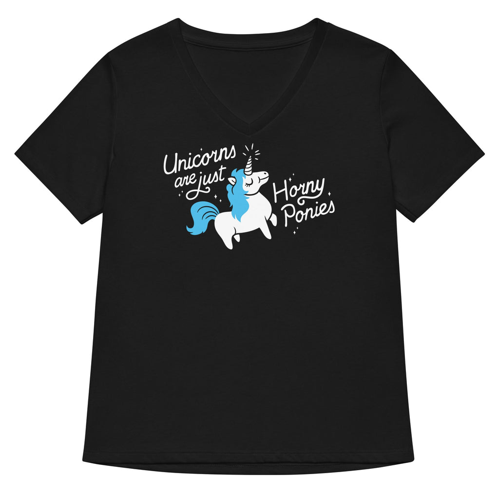 Unicorns Are Just Horny Ponies Women's V-Neck Tee Hoodie, Sweatshirt | CoreVibeTees.com (Image 3)
