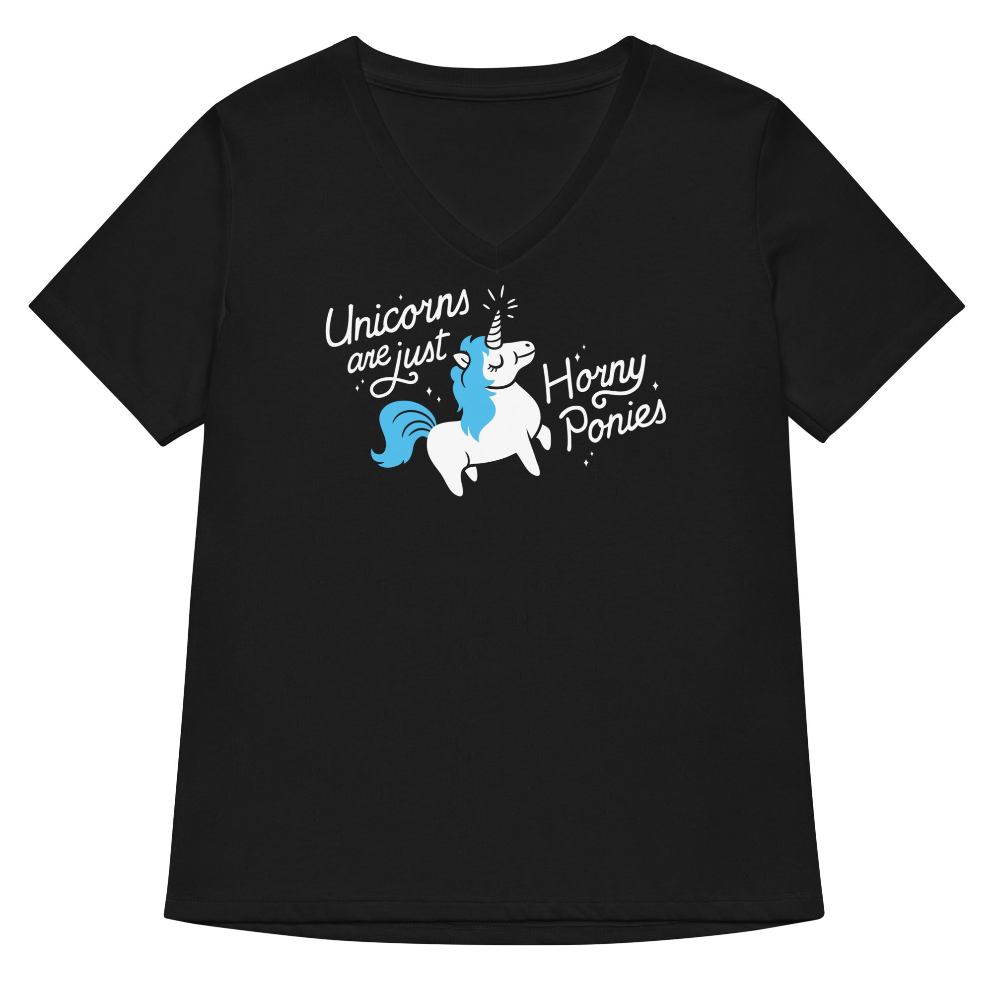 Unicorns Are Just Horny Ponies Women's V-Neck Tee Hoodie, Sweatshirt | CoreVibeTees.com (Image 3)