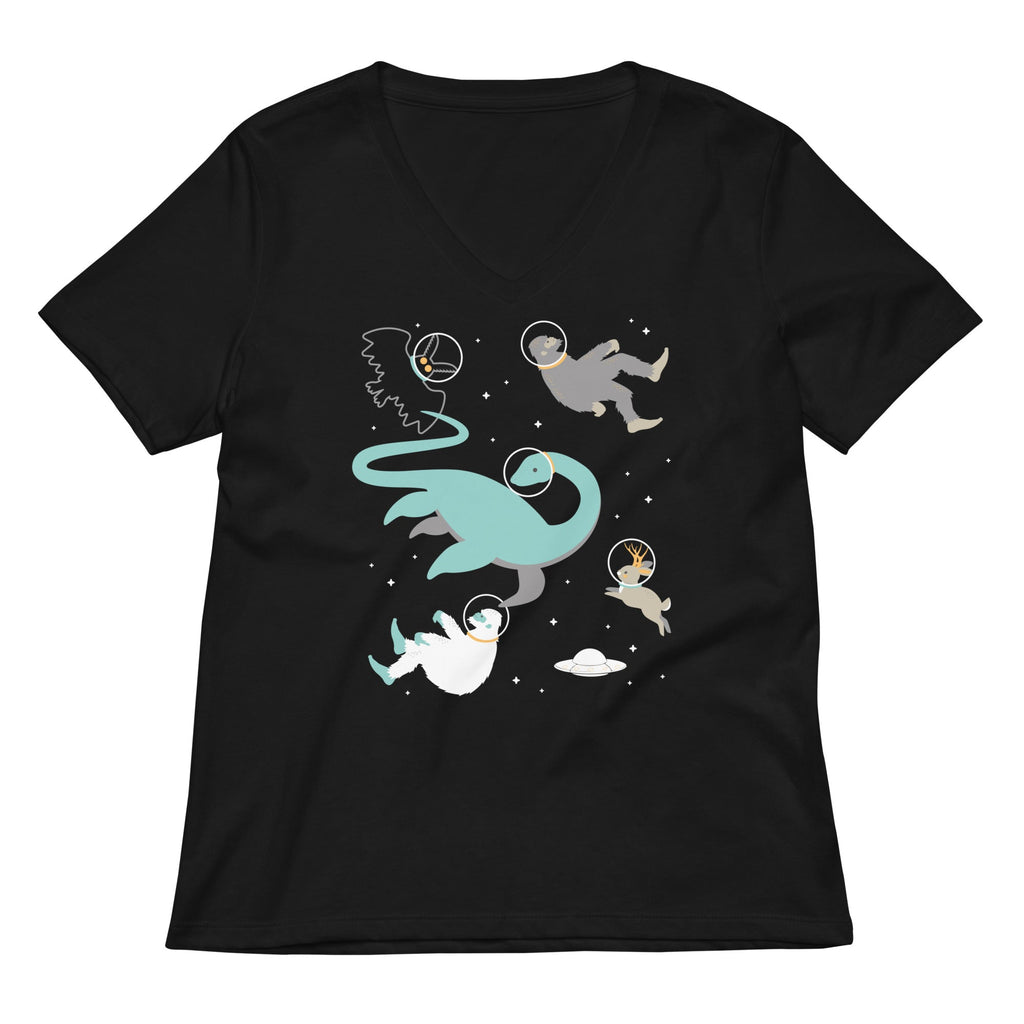 Cryptids In Space Women's V-Neck Tee Hoodie, Sweatshirt | CoreVibeTees.com (Image 1)