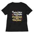 I Just Like To Smile Smiling's My Favorite Women's V-Neck Tee Hoodie, Sweatshirt | CoreVibeTees.com (Image 1)