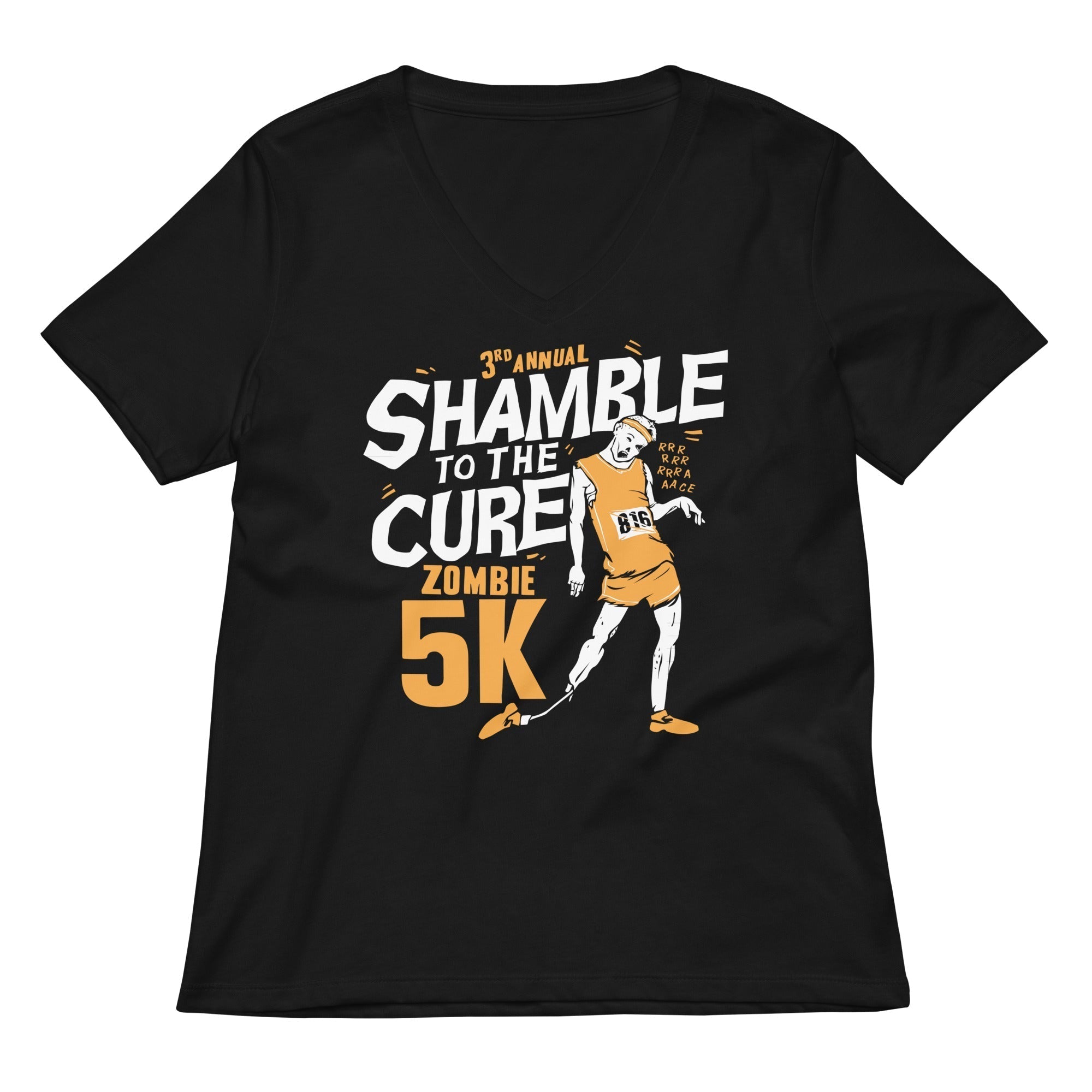 Shamble To The Cure Zombie 5K Women's V-Neck Tee Hoodie, Sweatshirt | CoreVibeTees.com (Image 1)