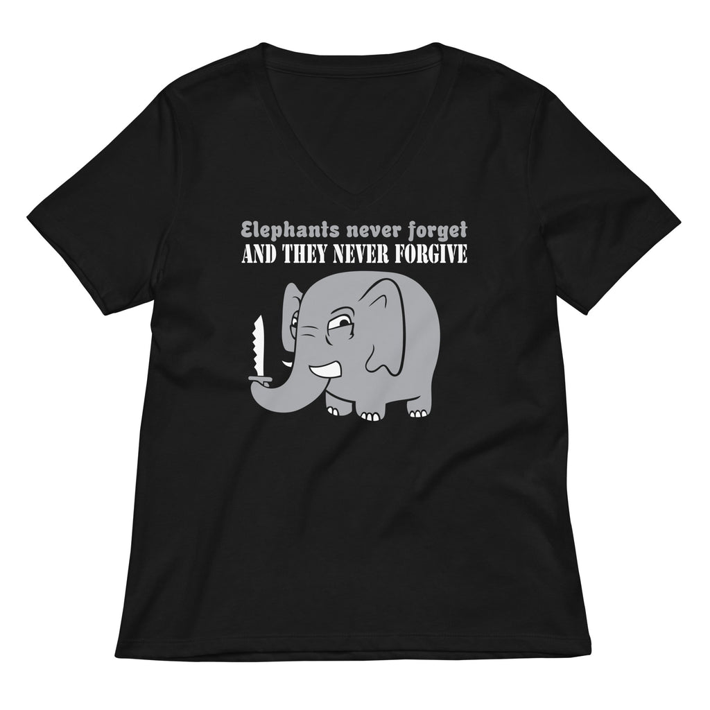 Elephants Never Forgive Women's V-Neck Tee Hoodie, Sweatshirt | CoreVibeTees.com (Image 2)