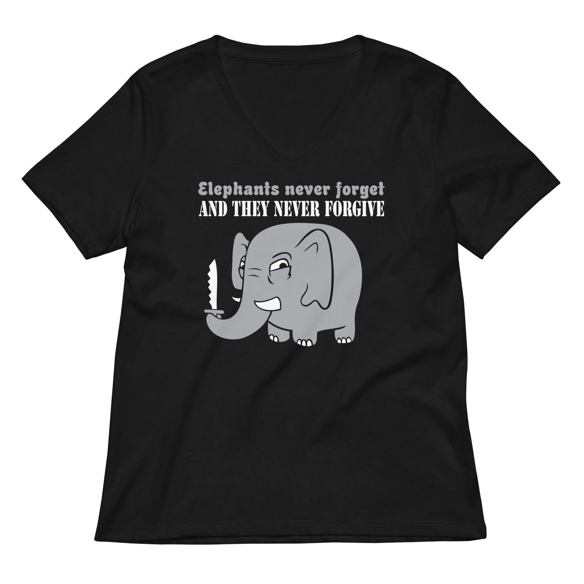 Elephants Never Forgive Women's V-Neck Tee Hoodie, Sweatshirt | CoreVibeTees.com (Image 2)