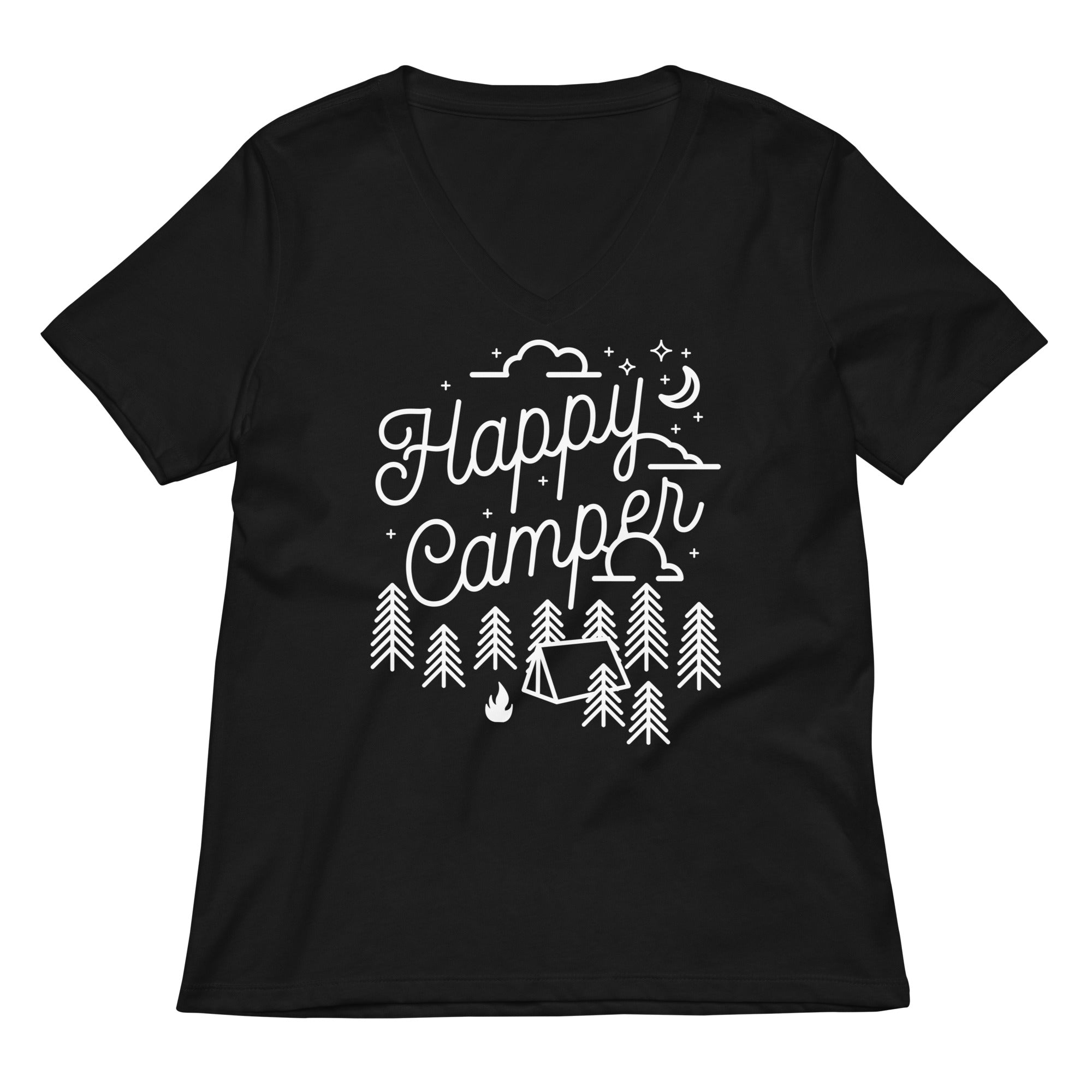 Happy Camper Women's V-Neck Tee Hoodie, Sweatshirt | CoreVibeTees.com (Image 2)