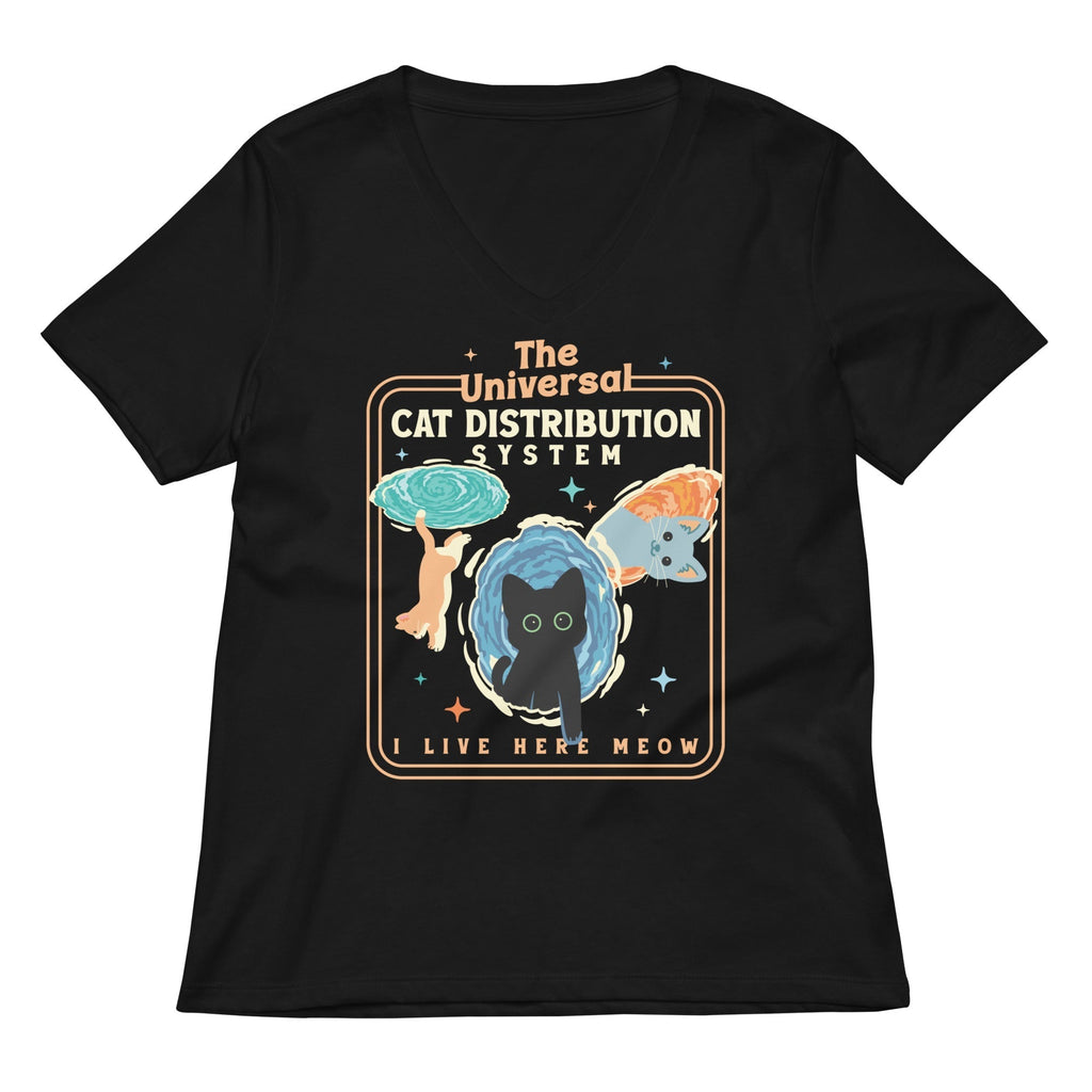 The Universal Cat Distribution System Women's V-Neck Tee Hoodie, Sweatshirt | CoreVibeTees.com (Image 1)