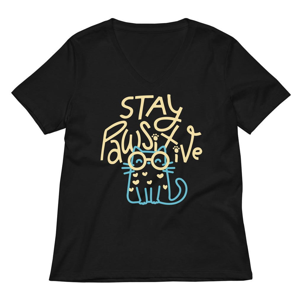Stay Pawsitive Women's V-Neck Tee Hoodie, Sweatshirt | CoreVibeTees.com (Image 1)