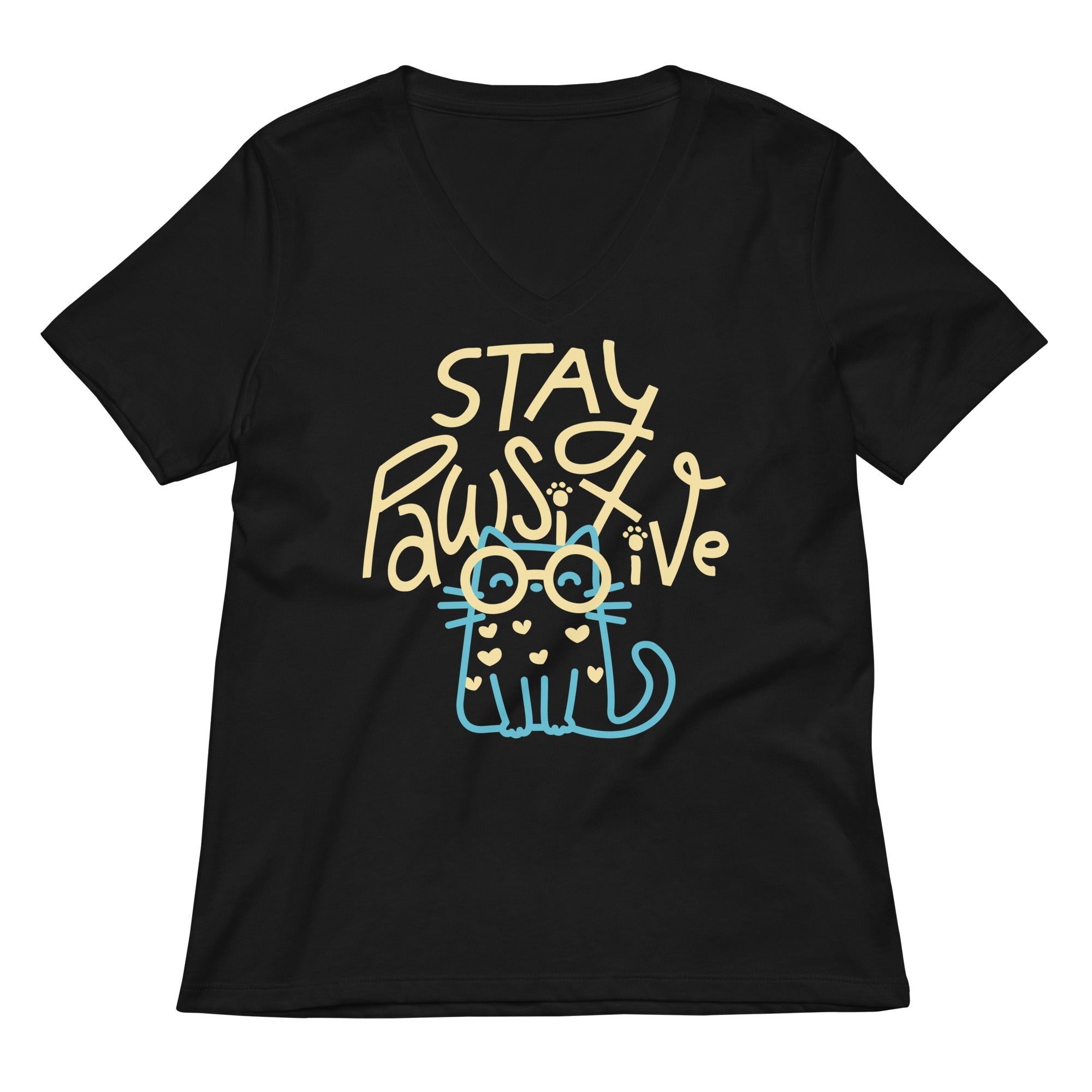 Stay Pawsitive Women's V-Neck Tee Hoodie, Sweatshirt | CoreVibeTees.com (Image 1)