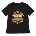 Sun's Out Buns Out Women's V-Neck Tee Hoodie, Sweatshirt | CoreVibeTees.com (Image 1)
