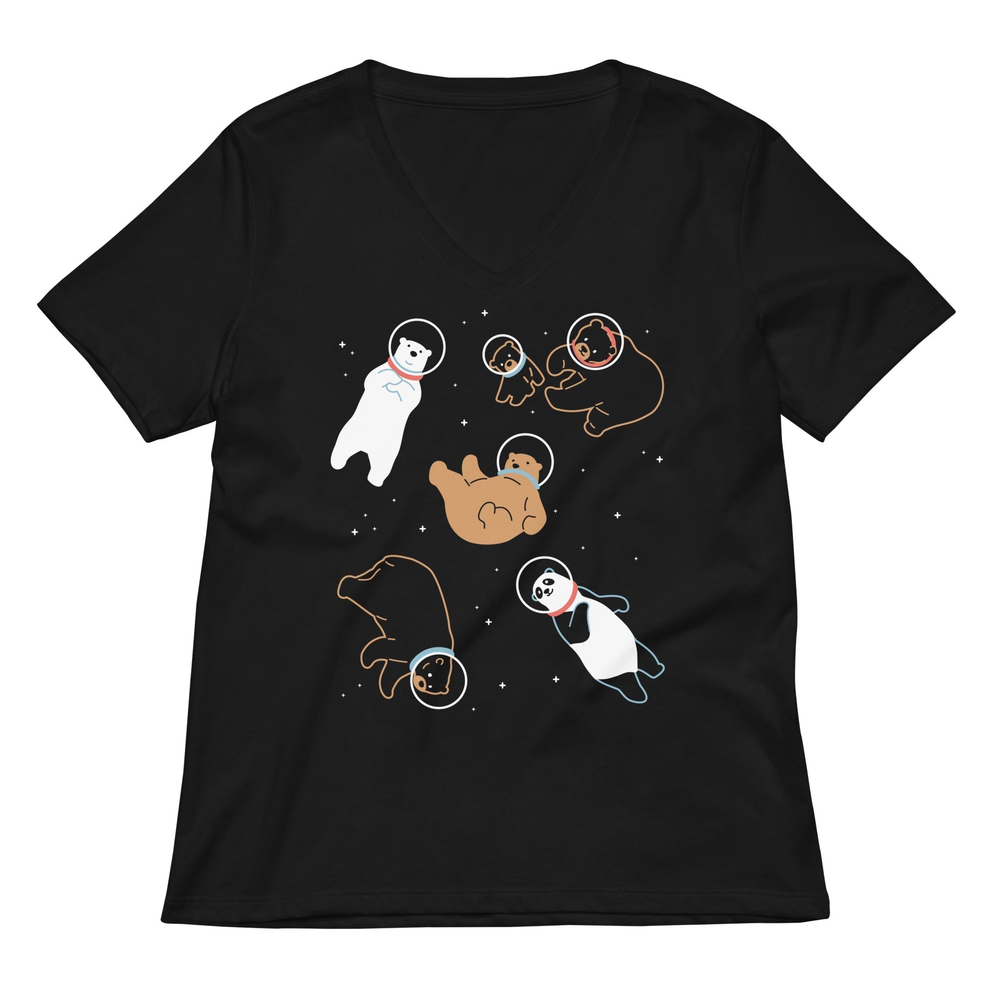 Bears In Space Women's V-Neck Tee Hoodie, Sweatshirt | CoreVibeTees.com (Image 1)