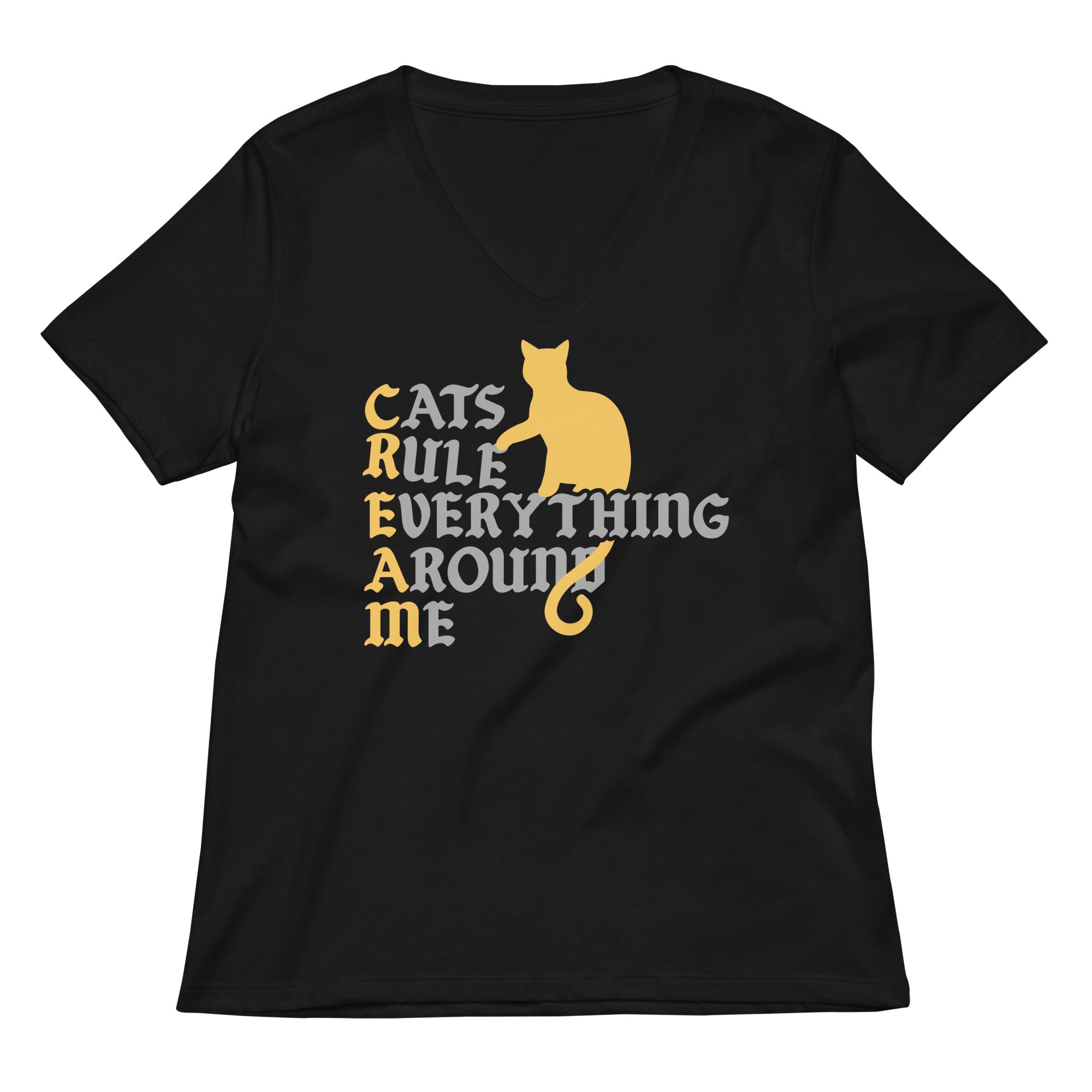 Cats Rule Everything Around Me Women's V-Neck Tee Hoodie, Sweatshirt | CoreVibeTees.com (Image 2)