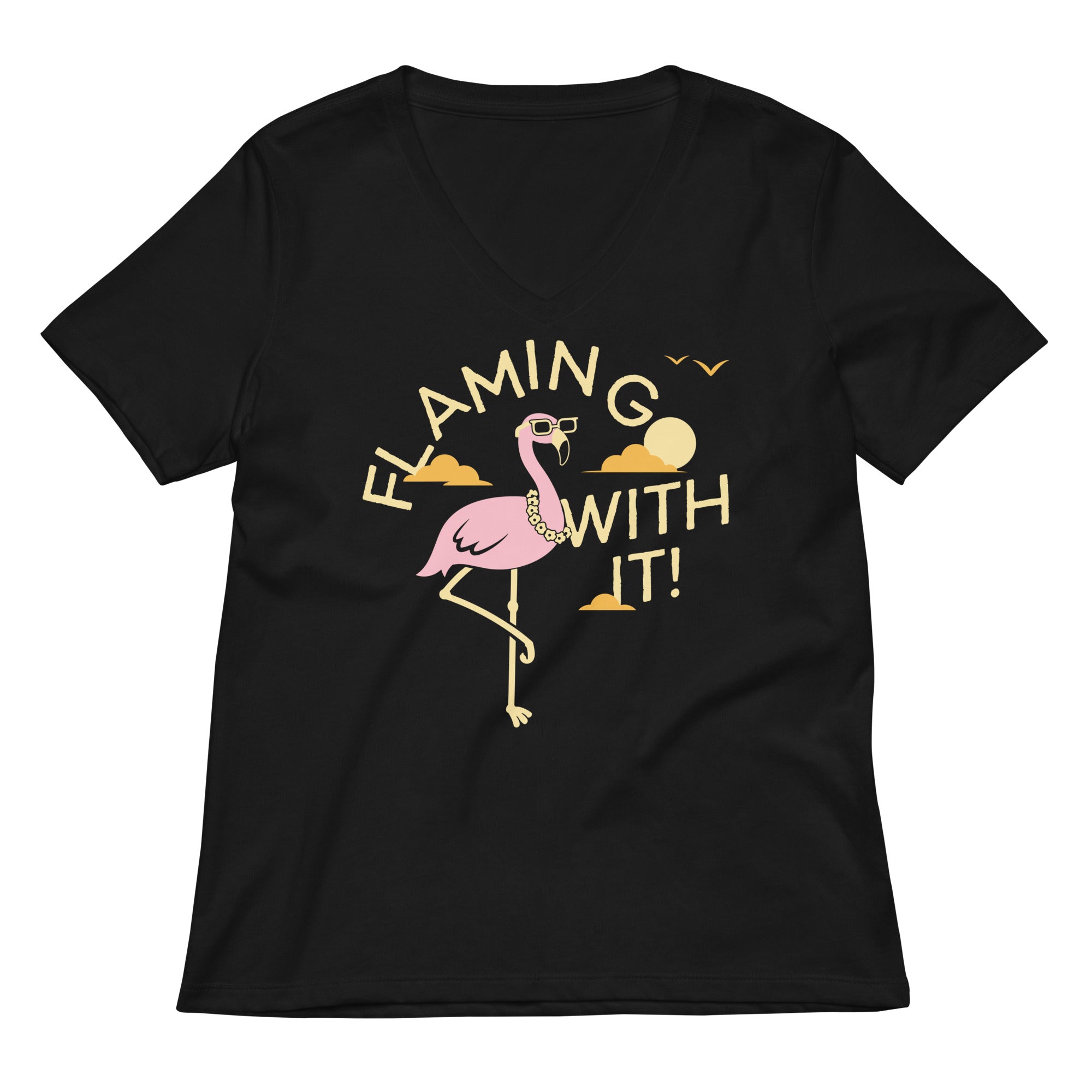 Flamingo With It Women's V-Neck Tee Hoodie, Sweatshirt | CoreVibeTees.com (Image 5)