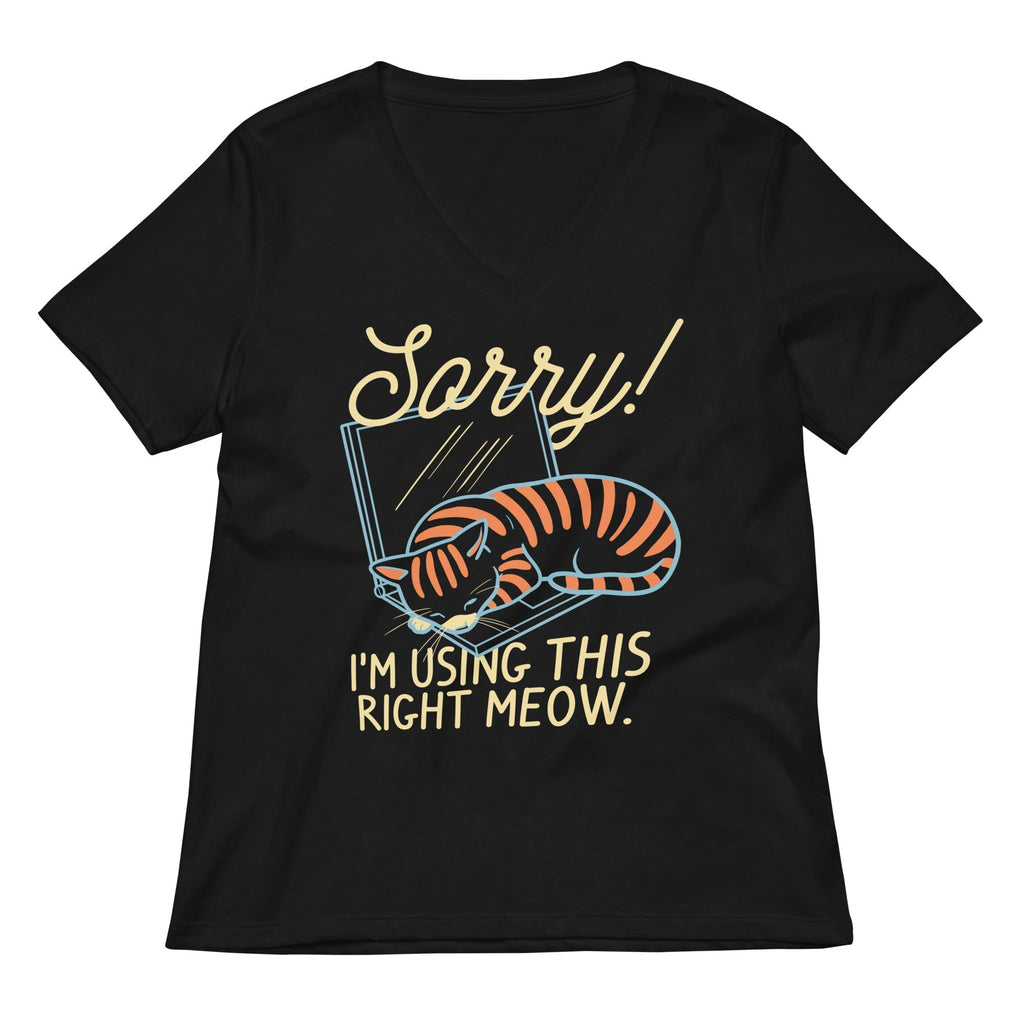Sorry! I'm Using This Right Meow Women's V-Neck Tee Hoodie, Sweatshirt | CoreVibeTees.com (Image 1)