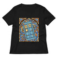 Stained Glass Police Box Women's V-Neck Tee Hoodie, Sweatshirt | CoreVibeTees.com (Image 1)