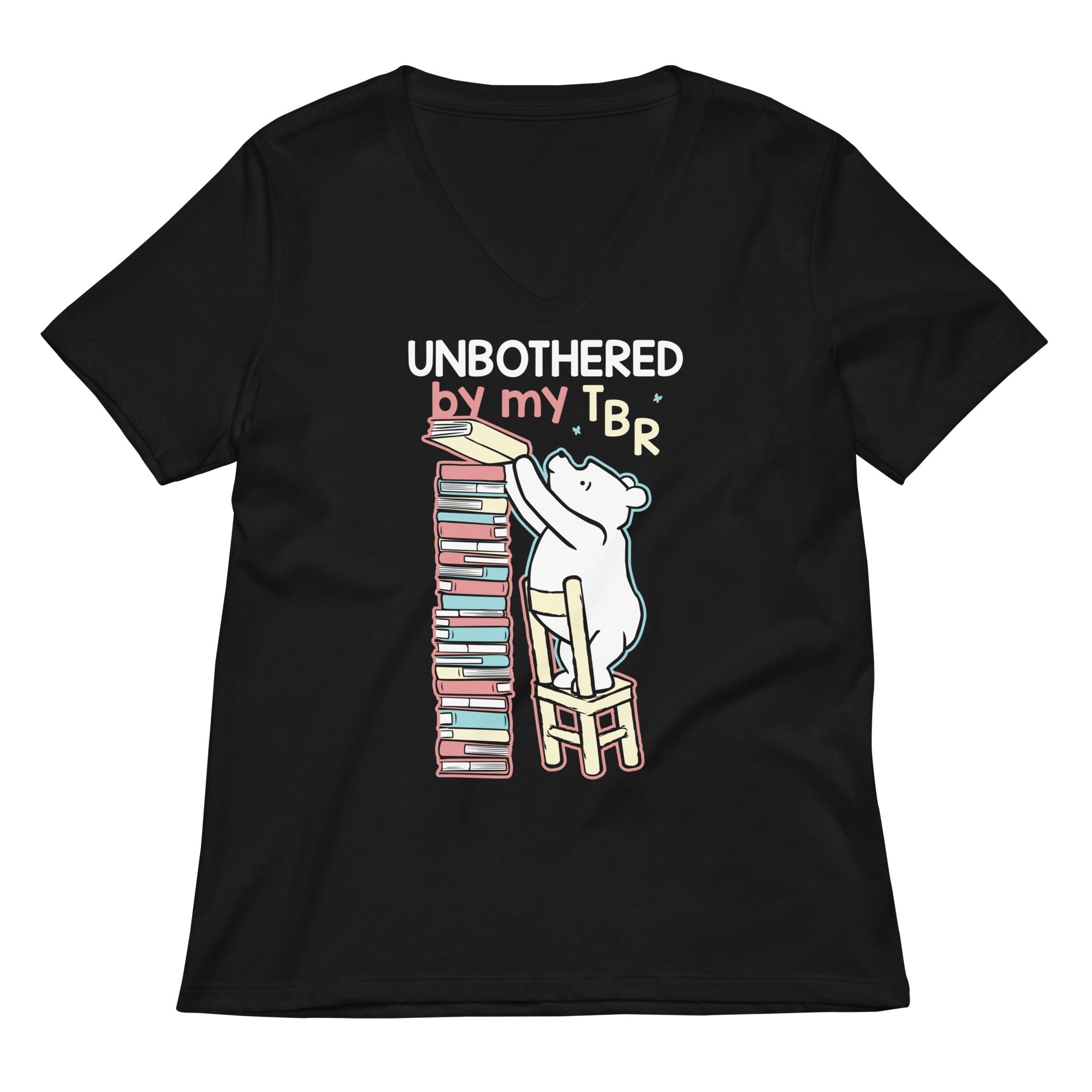 Unbothered By My TBR Women's V-Neck Tee Hoodie, Sweatshirt | CoreVibeTees.com (Image 2)
