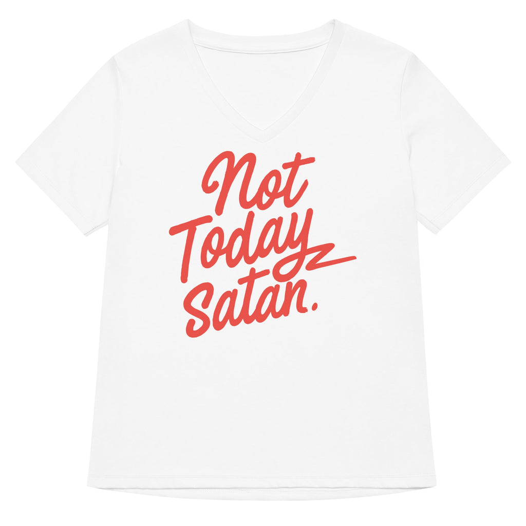 Not Today Satan Women's V-Neck Tee Hoodie, Sweatshirt | CoreVibeTees.com (Image 4)
