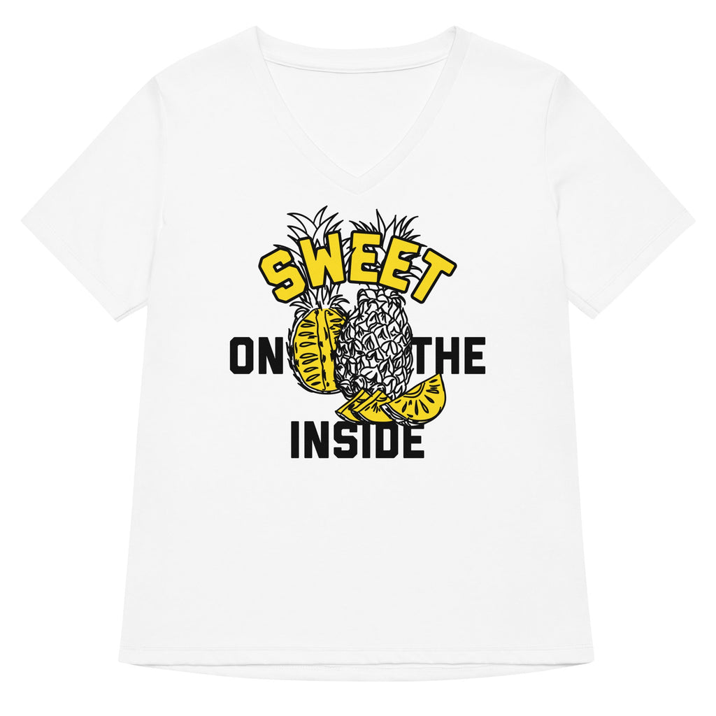 Sweet On The Inside Women's V-Neck Tee Hoodie, Sweatshirt | CoreVibeTees.com (Image 3)