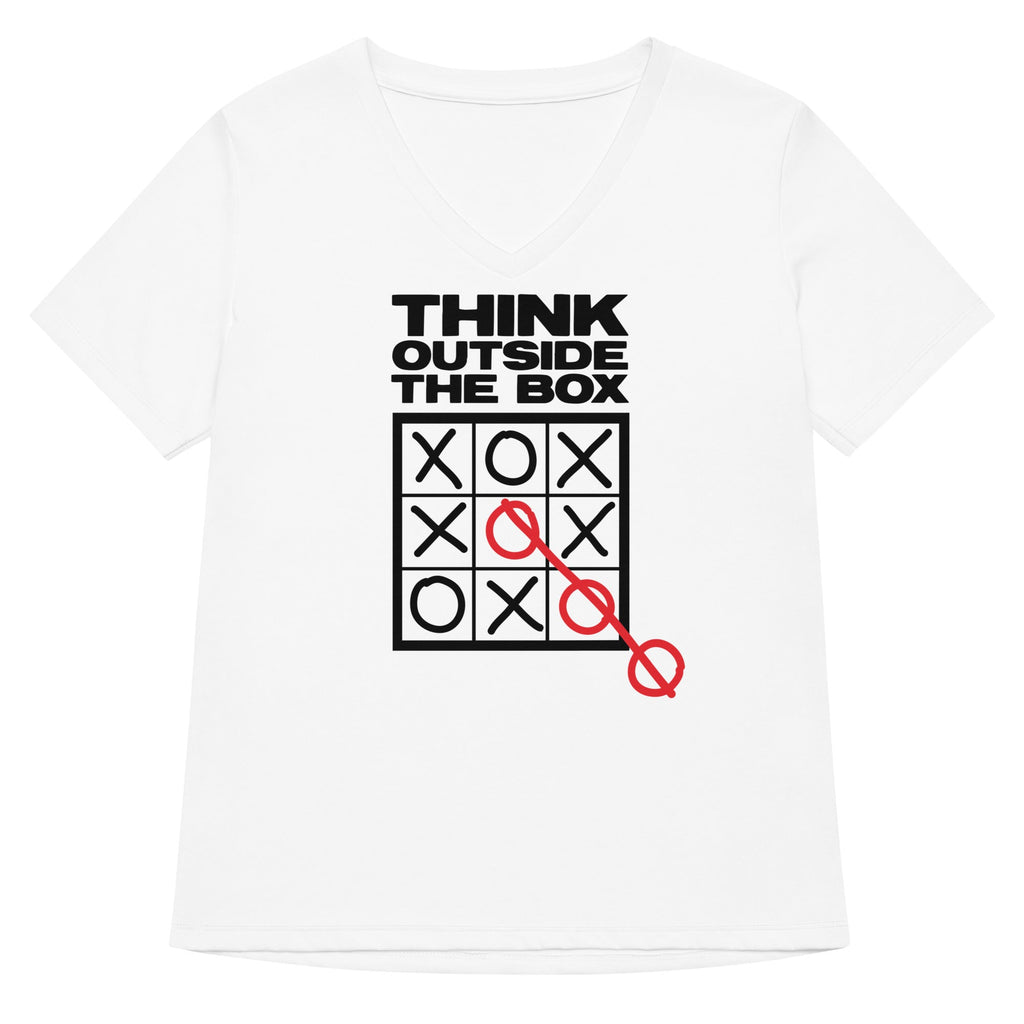 Think Outside The Box Women's V-Neck Tee Hoodie, Sweatshirt | CoreVibeTees.com (Image 3)