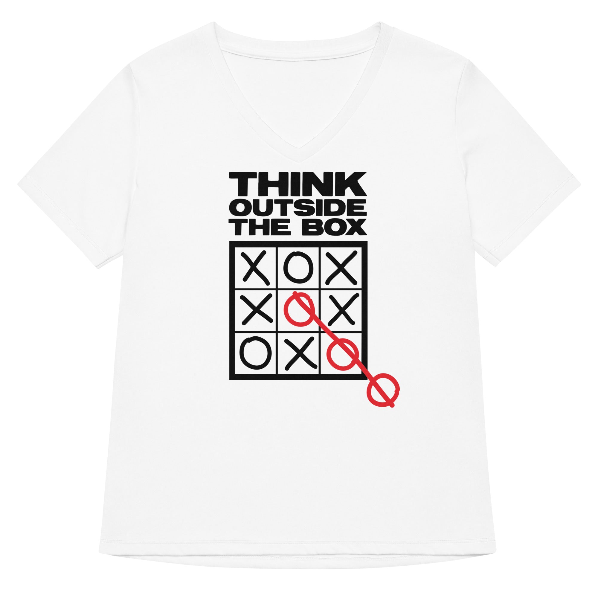 Think Outside The Box Women's V-Neck Tee Hoodie, Sweatshirt | CoreVibeTees.com (Image 3)