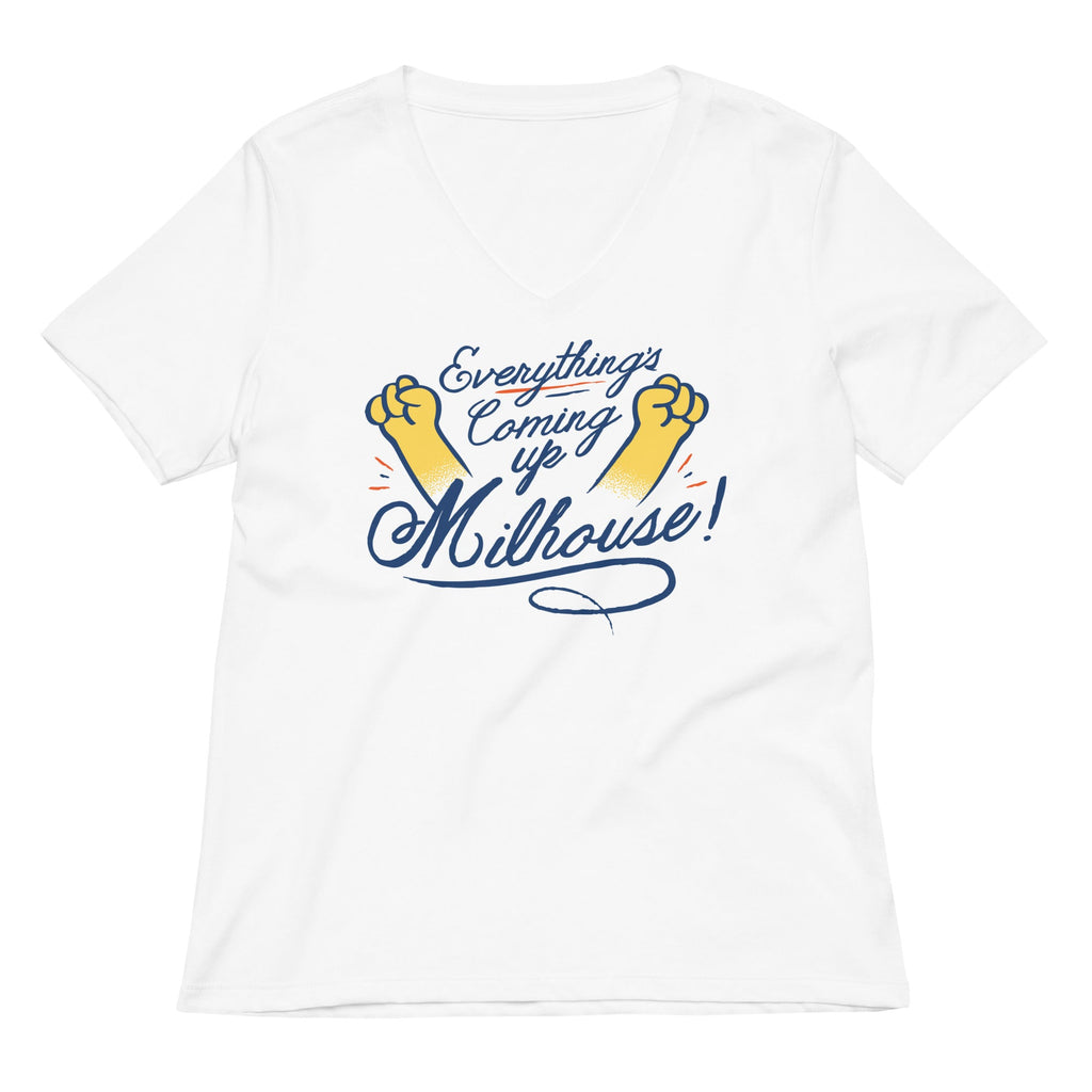 Everything's Coming Up Milhouse! Women's V-Neck Tee Hoodie, Sweatshirt | CoreVibeTees.com (Image 1)