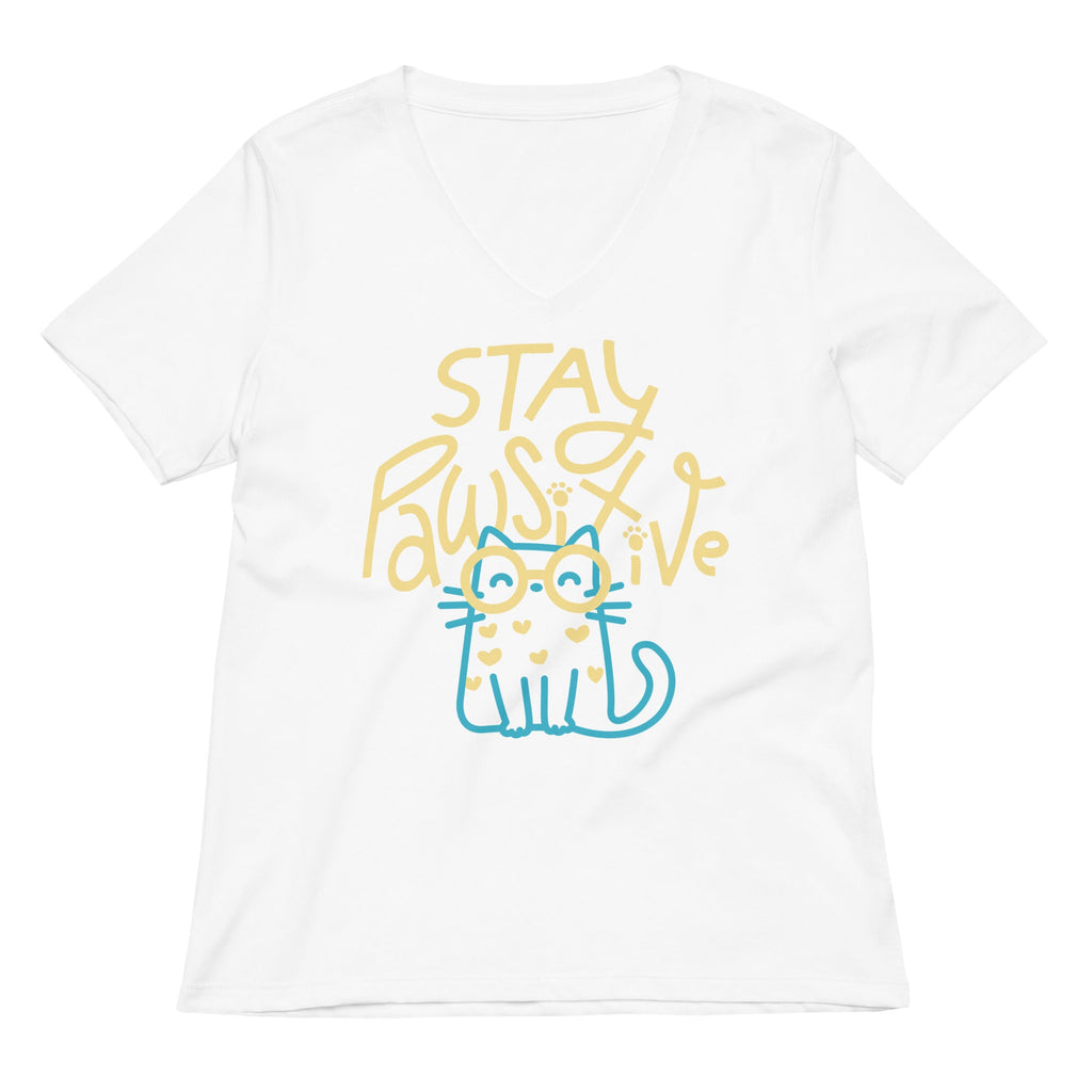 Stay Pawsitive Women's V-Neck Tee Hoodie, Sweatshirt | CoreVibeTees.com (Image 4)