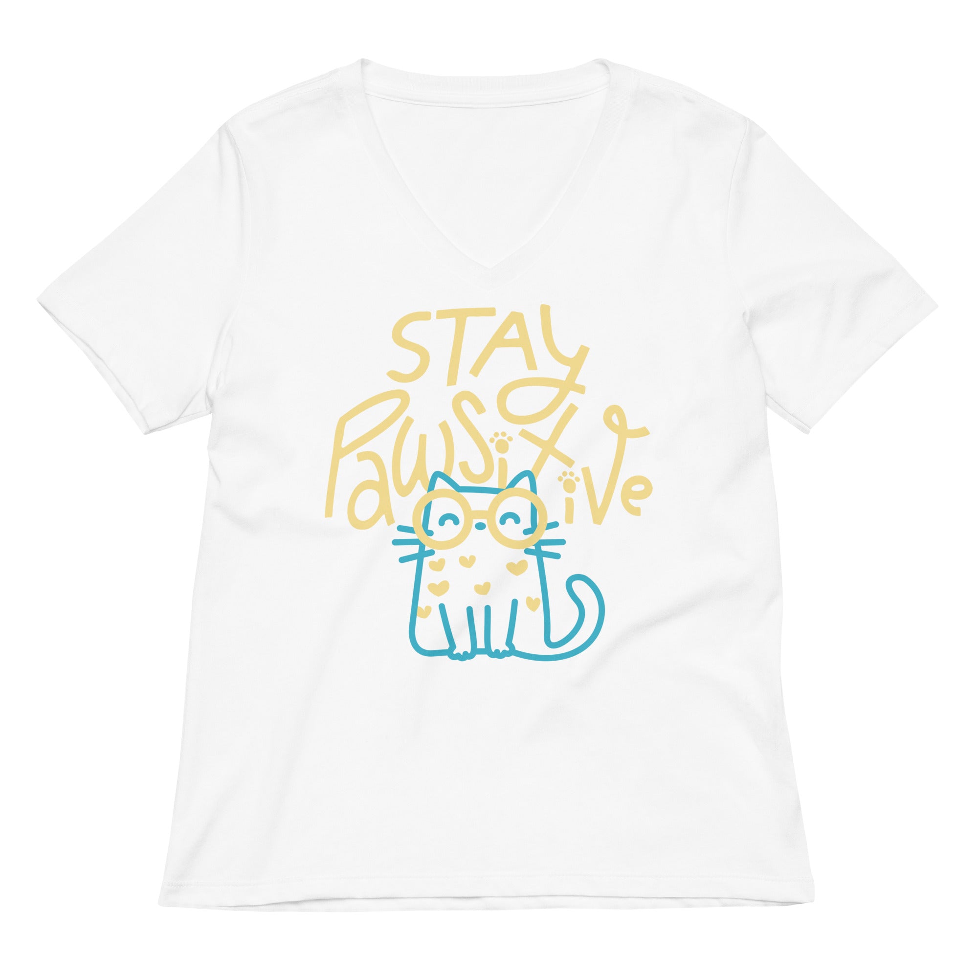 Stay Pawsitive Women's V-Neck Tee Hoodie, Sweatshirt | CoreVibeTees.com (Image 4)