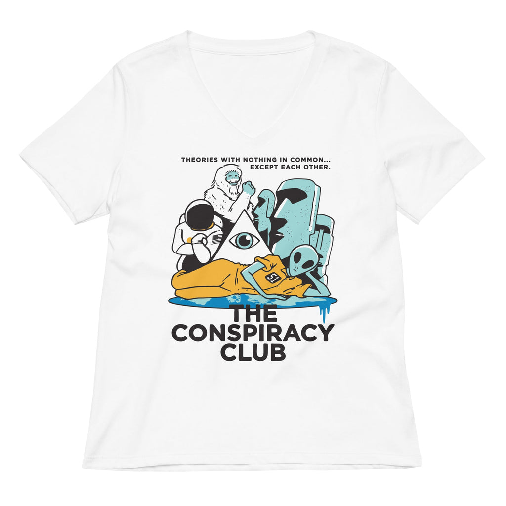 The Conspiracy Club Women's V-Neck Tee Hoodie, Sweatshirt | CoreVibeTees.com (Image 3)