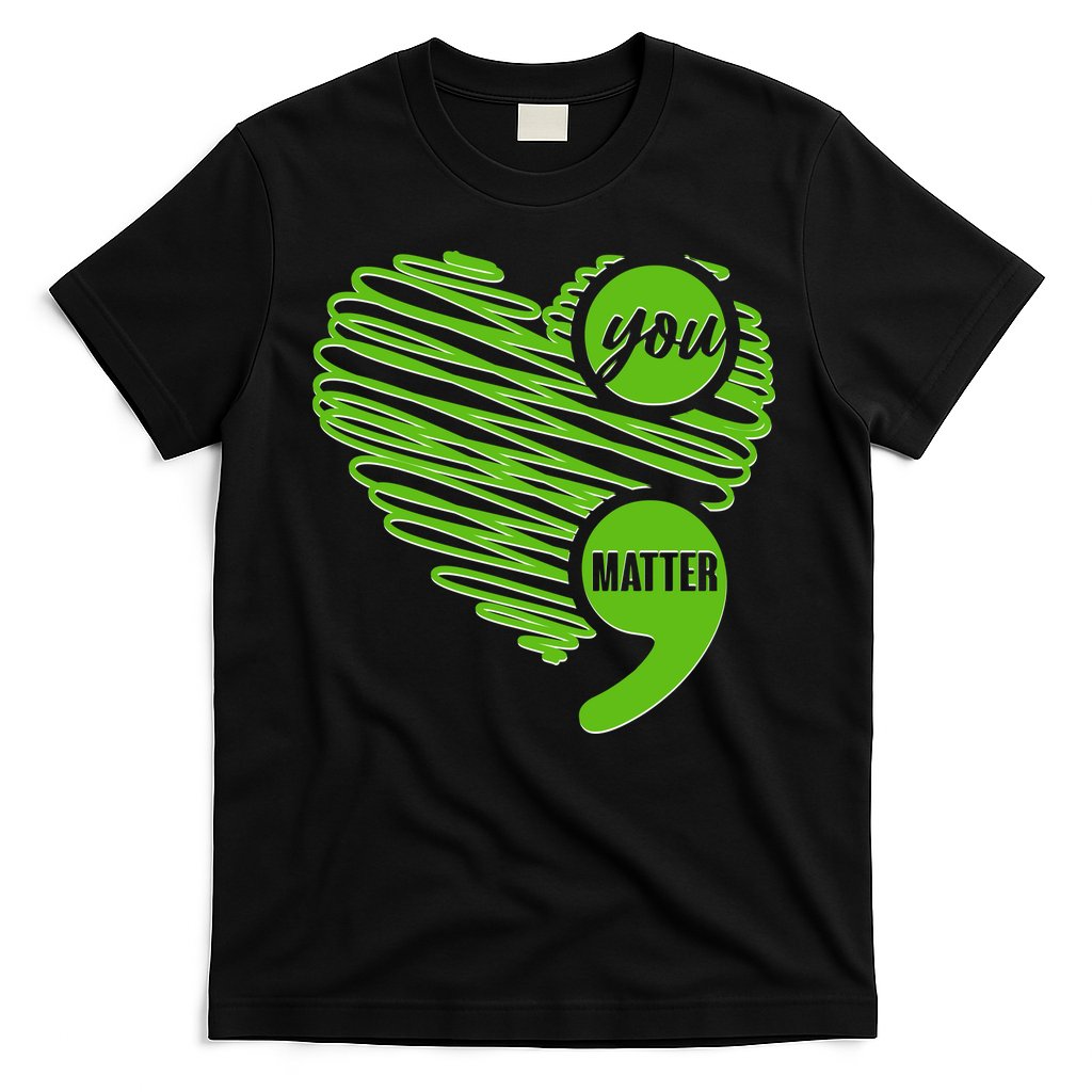 You Matter Semicolon Heart Mental Health Awareness T-Shirt Hoodie, Sweatshirt | CoreVibeTees.com