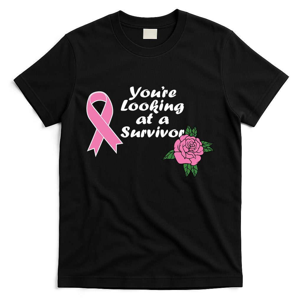 You're Looking At A Survivor Breast Cancer T-Shirt Hoodie, Sweatshirt | CoreVibeTees.com